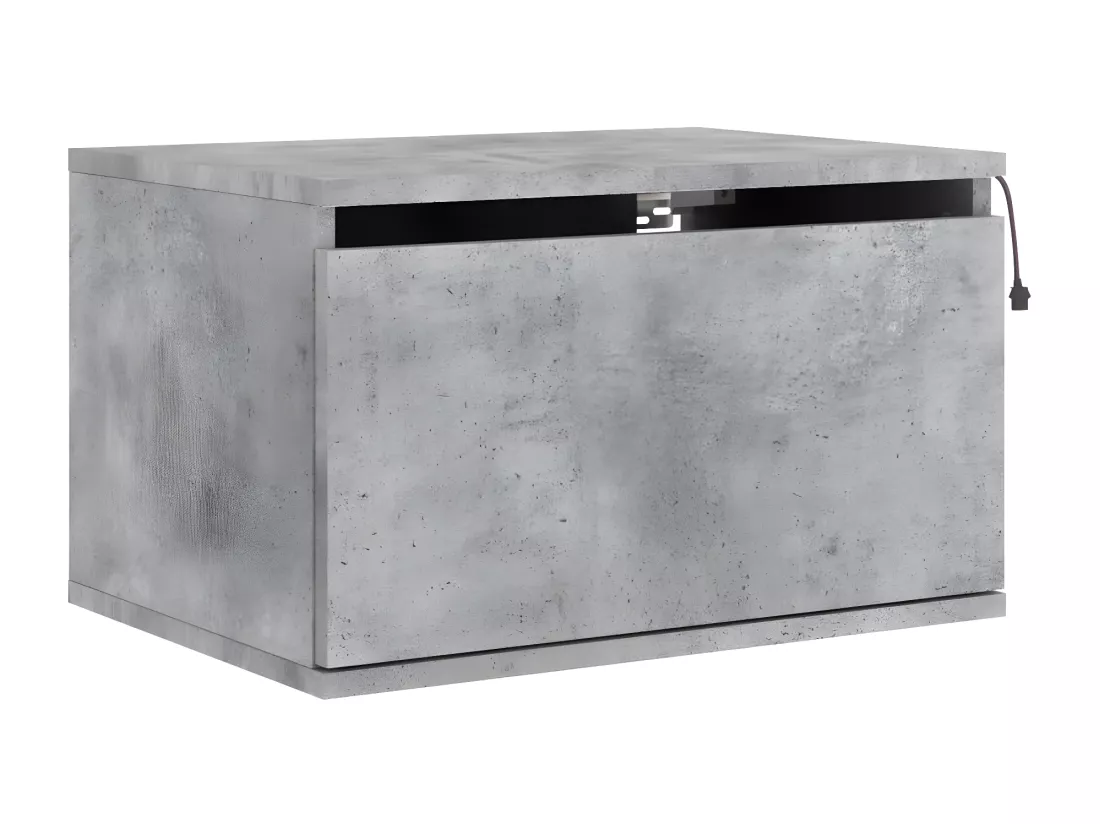 Table de chevet murale avec lumières LED gris béton