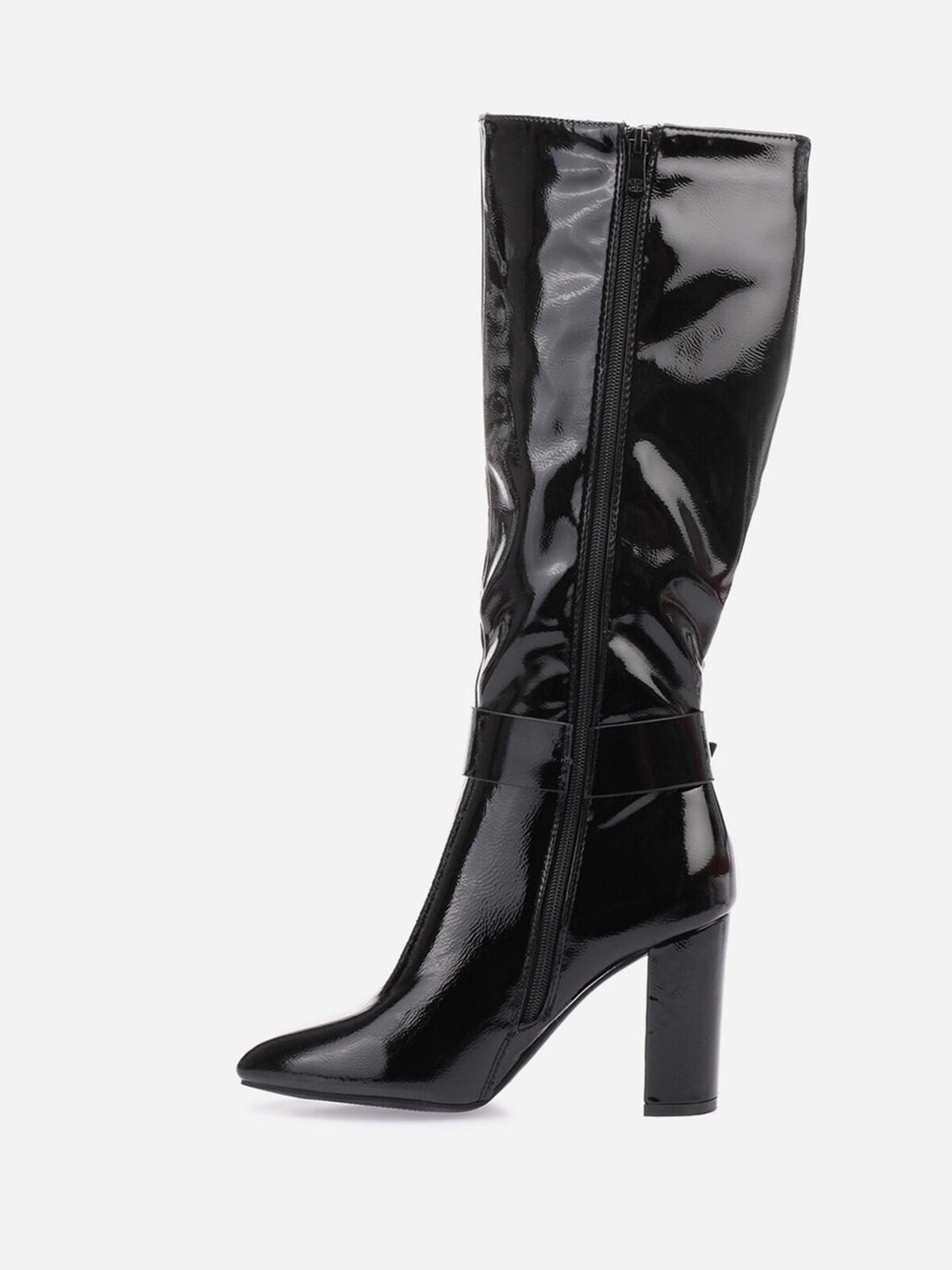 Bottes vernies avec boucle à strass- Noir