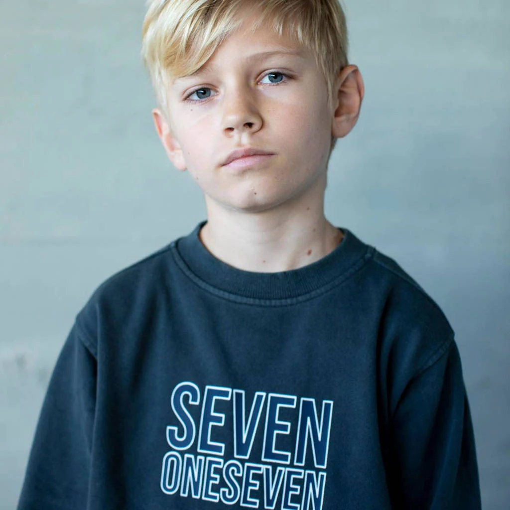 SEVENONESEVEN sweater met printopdruk antraciet