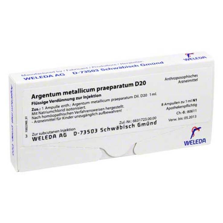 Argentum metallicum Präparat D 20 Ampullen, 8 St