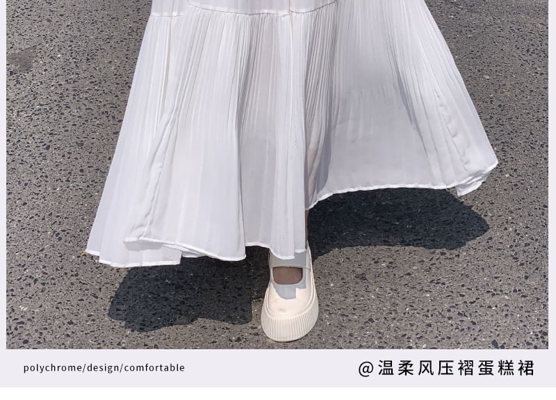Tel tot 10 - Hoge taille effen maxi A-lijn rok