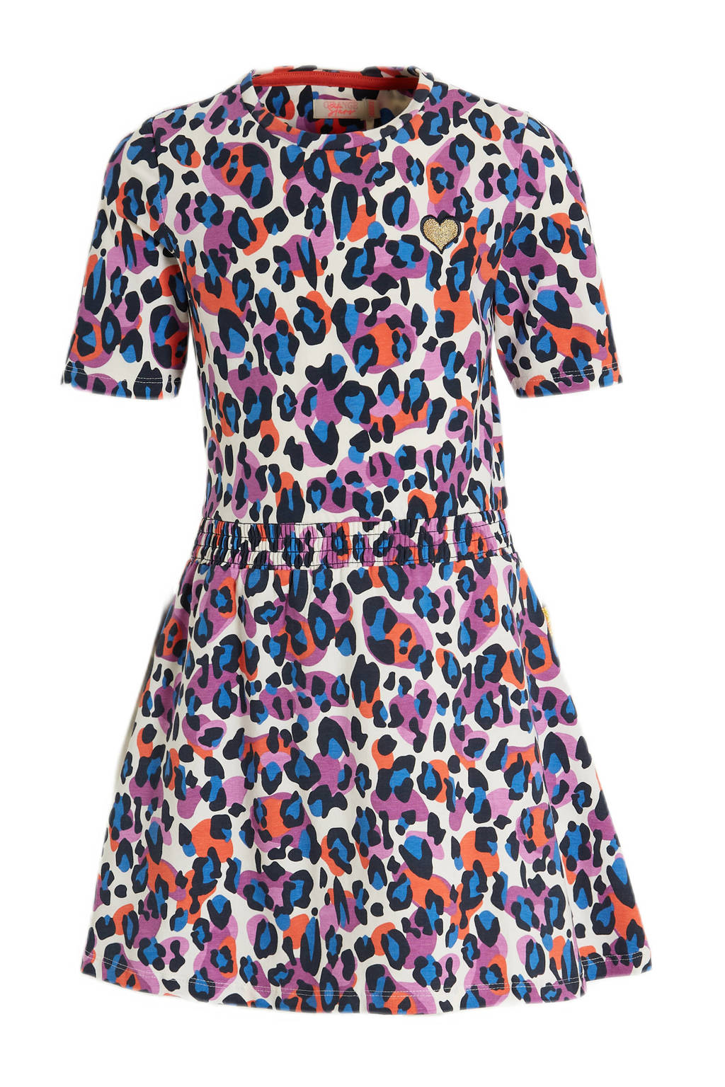 Orange Stars jurk Pearl met panterprint multi