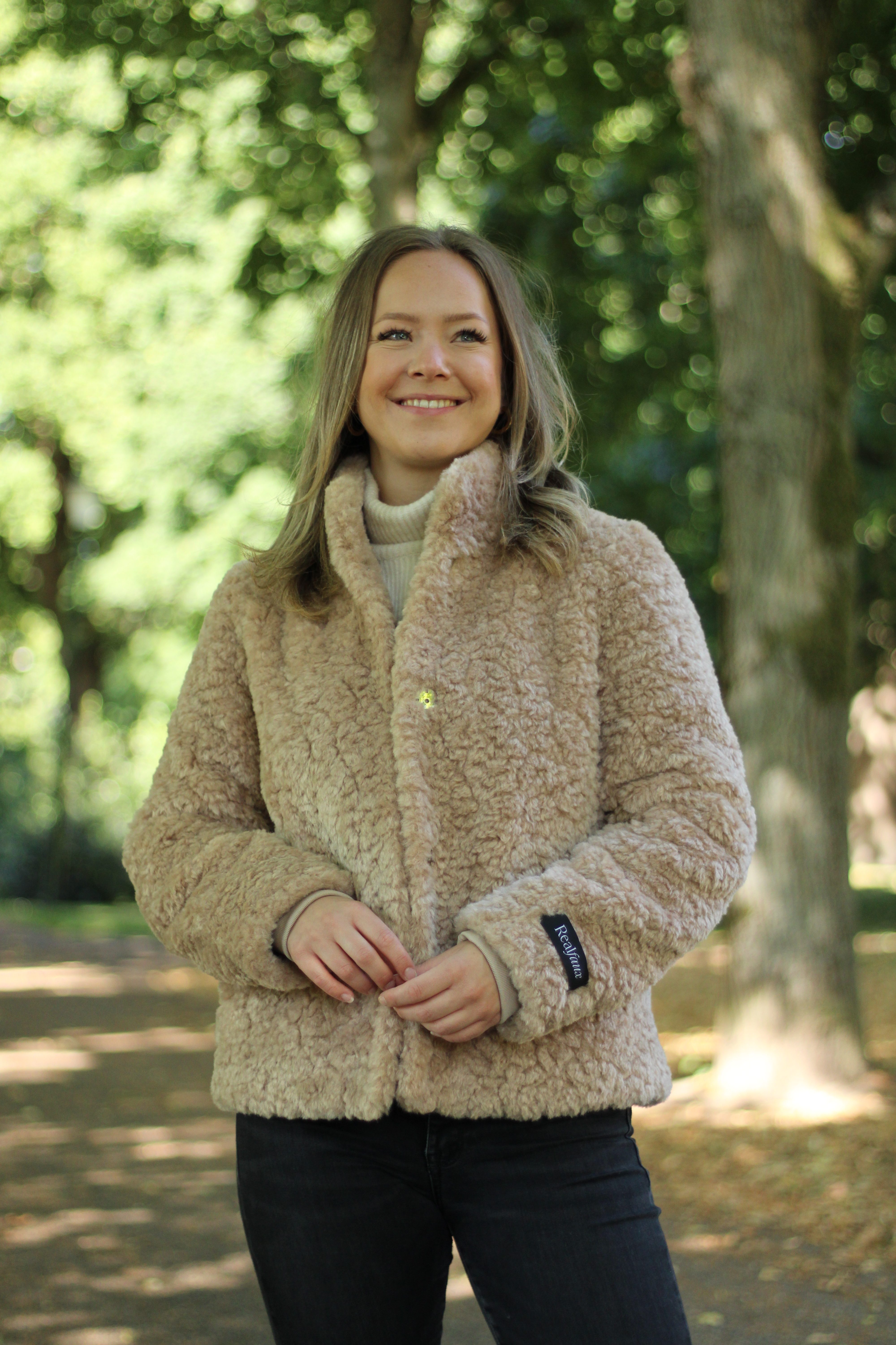 Rino & Pelle - Kion Faux Fur Jacket With High Neck - Oat