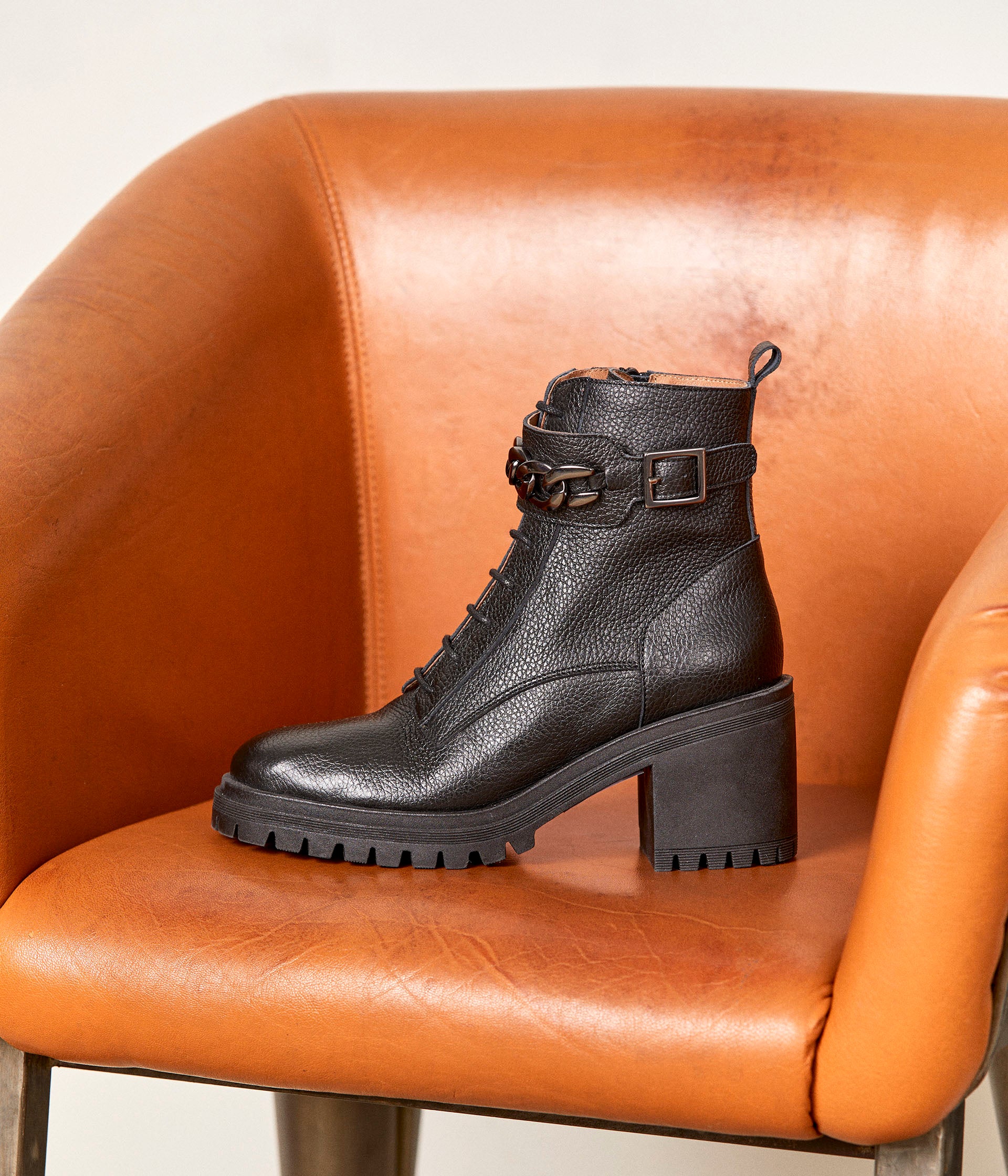 Bottines noires cuir Anya