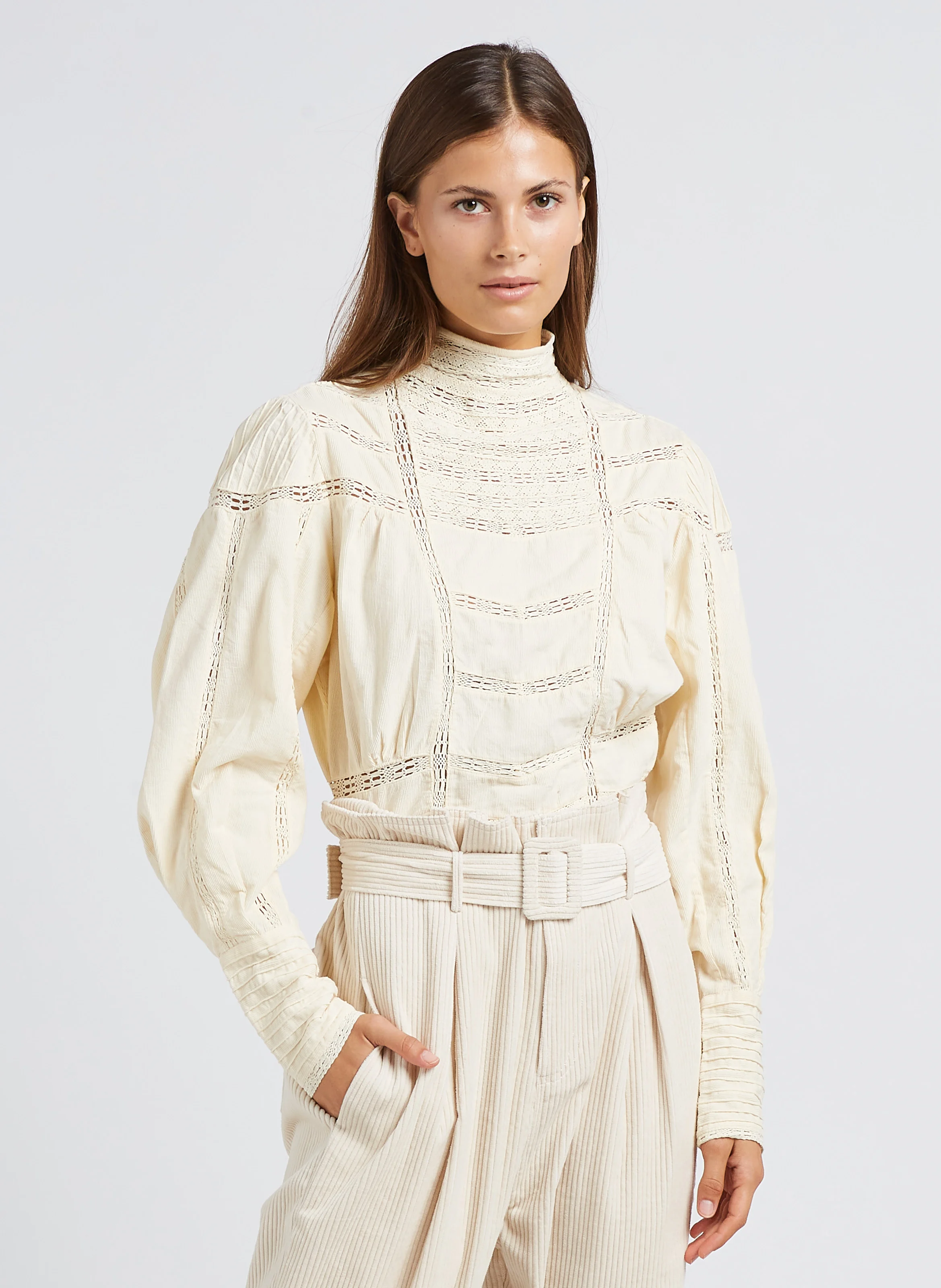 Top col montant en coton | Blanc