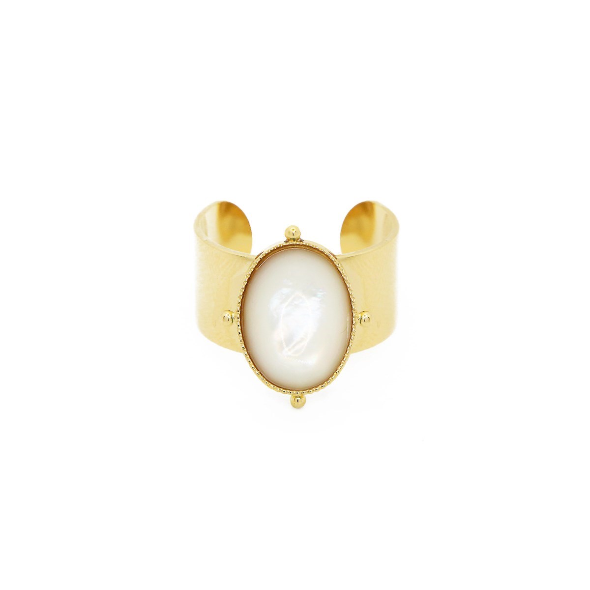Bague pierre nacre dorée à l'or fin 24k NEW CALYPSO