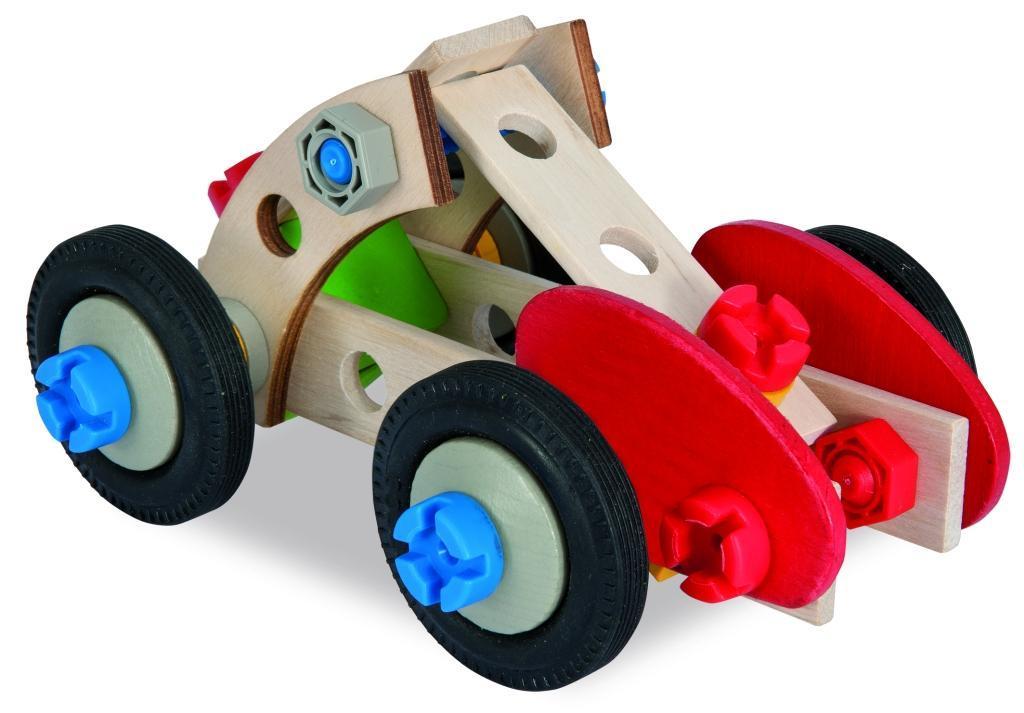 Holz-Rennauto CONSTRUCTOR 50-teilig in bunt