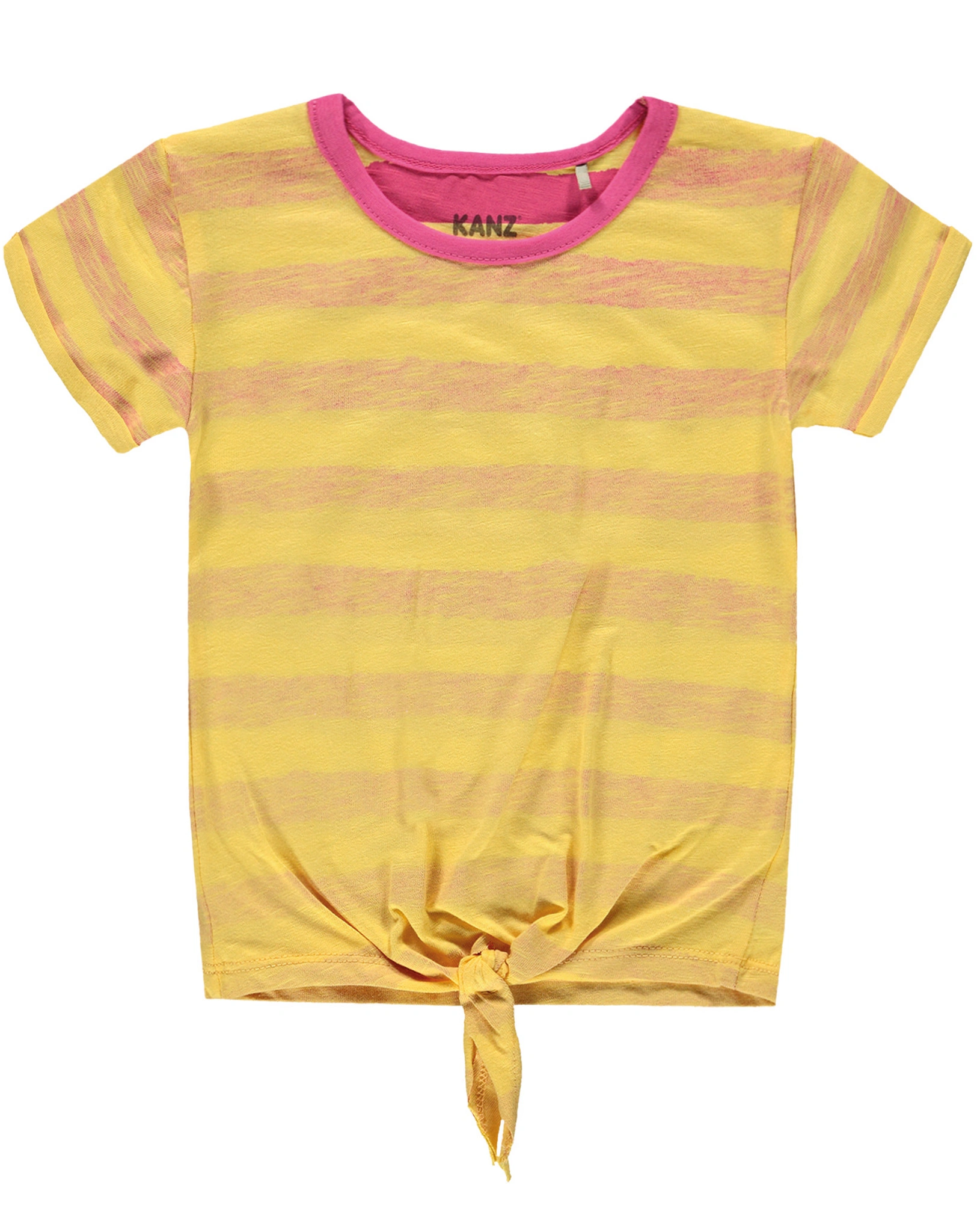 T-Shirt LOVE & HAPPINESS gestreift in gelb/pink