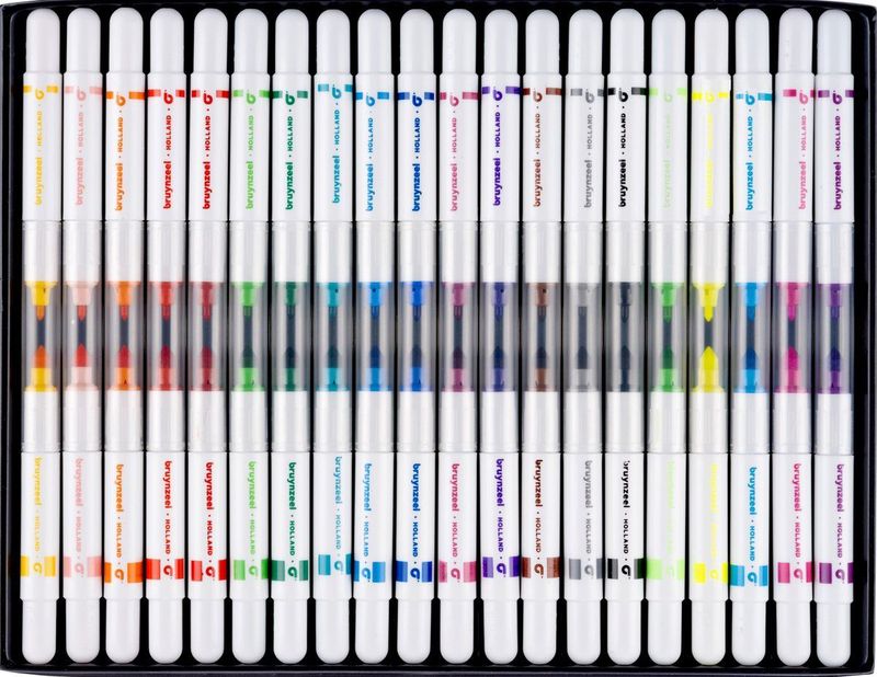 Bruynzeel - Kids Twin Point - Viltstiften Set 20 - Diverse Kleuren - Waterbasis Inkt