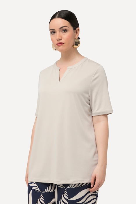 T-Shirt, Tunika-Ausschnitt, Halbarm, Modalmix