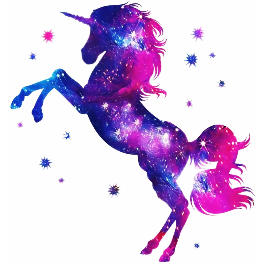 Nikima Wandtattoo 163 Wandtattoo Einhorn pink lila Sterne lila