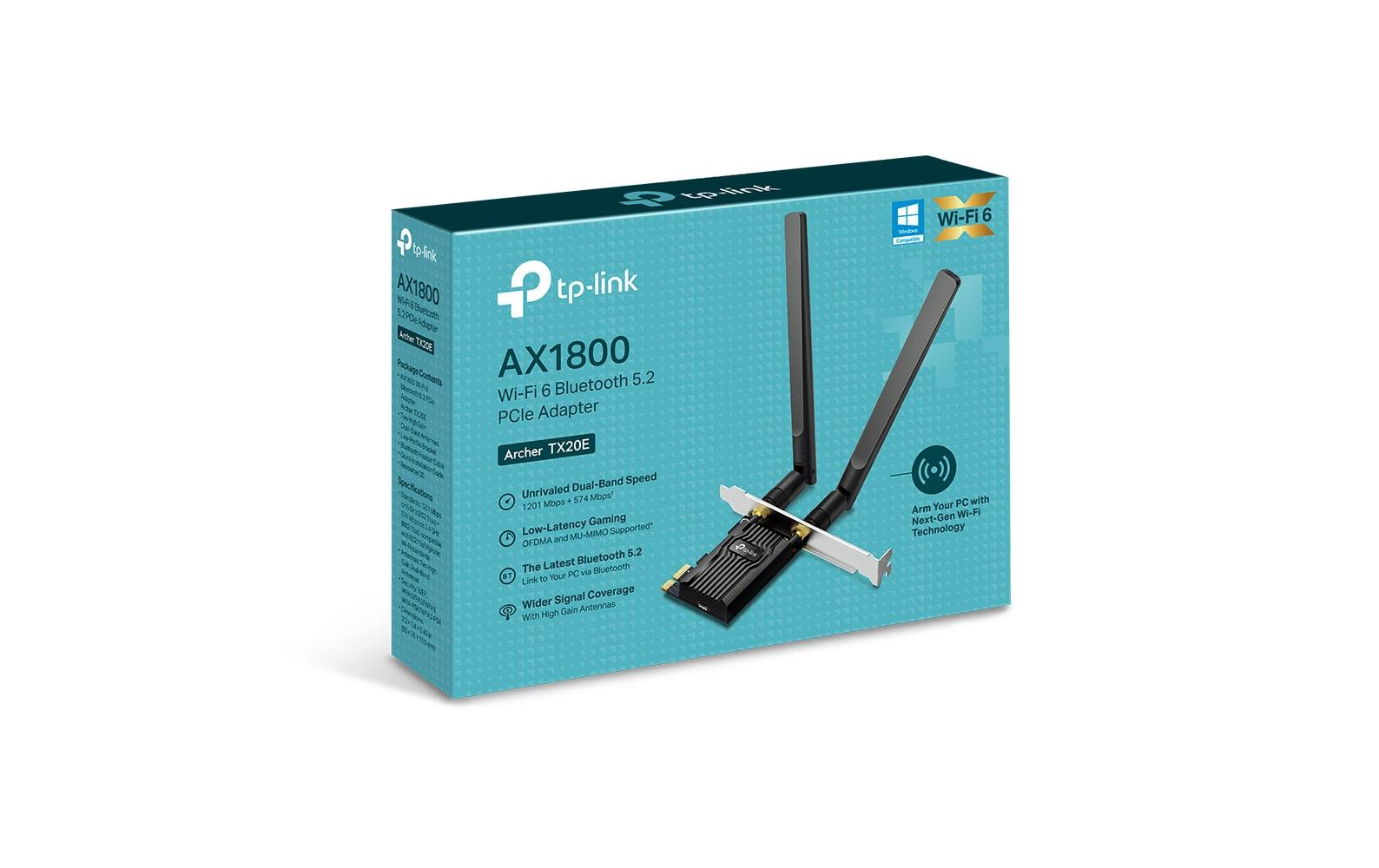 WLAN-AX PCIe Adapter Archer TX20EAX1800 Wi-Fi 6 Bluetooth 5.2 PCIe Adapter
