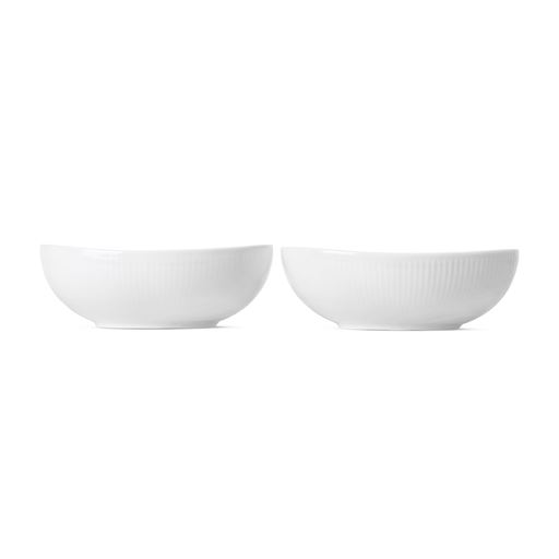 Royal Copenhagen Hvid Riflet Oval Skål, 11,5x15,5 cm