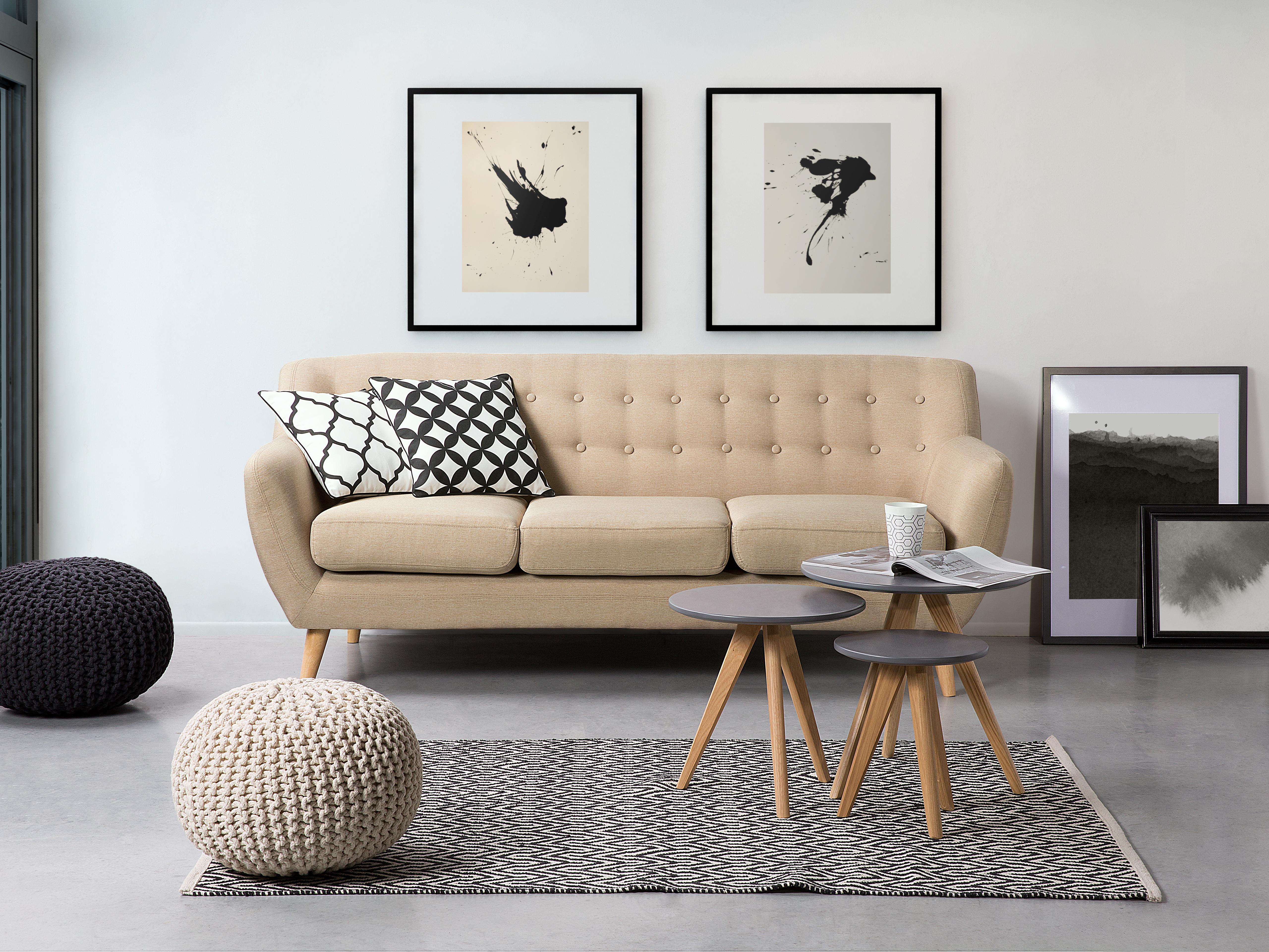 Bank 3-zits MOTALA Stof Beige