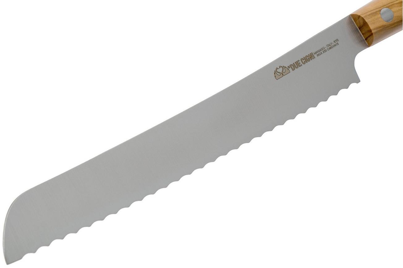 Due Cigni Hakucho pankiri/ broodmes 21 cm, olijfhout