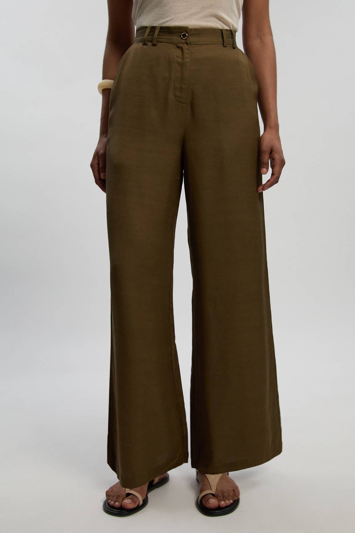 KarenMillen Pantalon Droit En Lin Viscose Tissé Premium