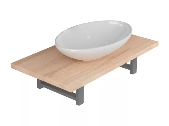 Meuble de salle de bain en deux pièces Céramique Chêne