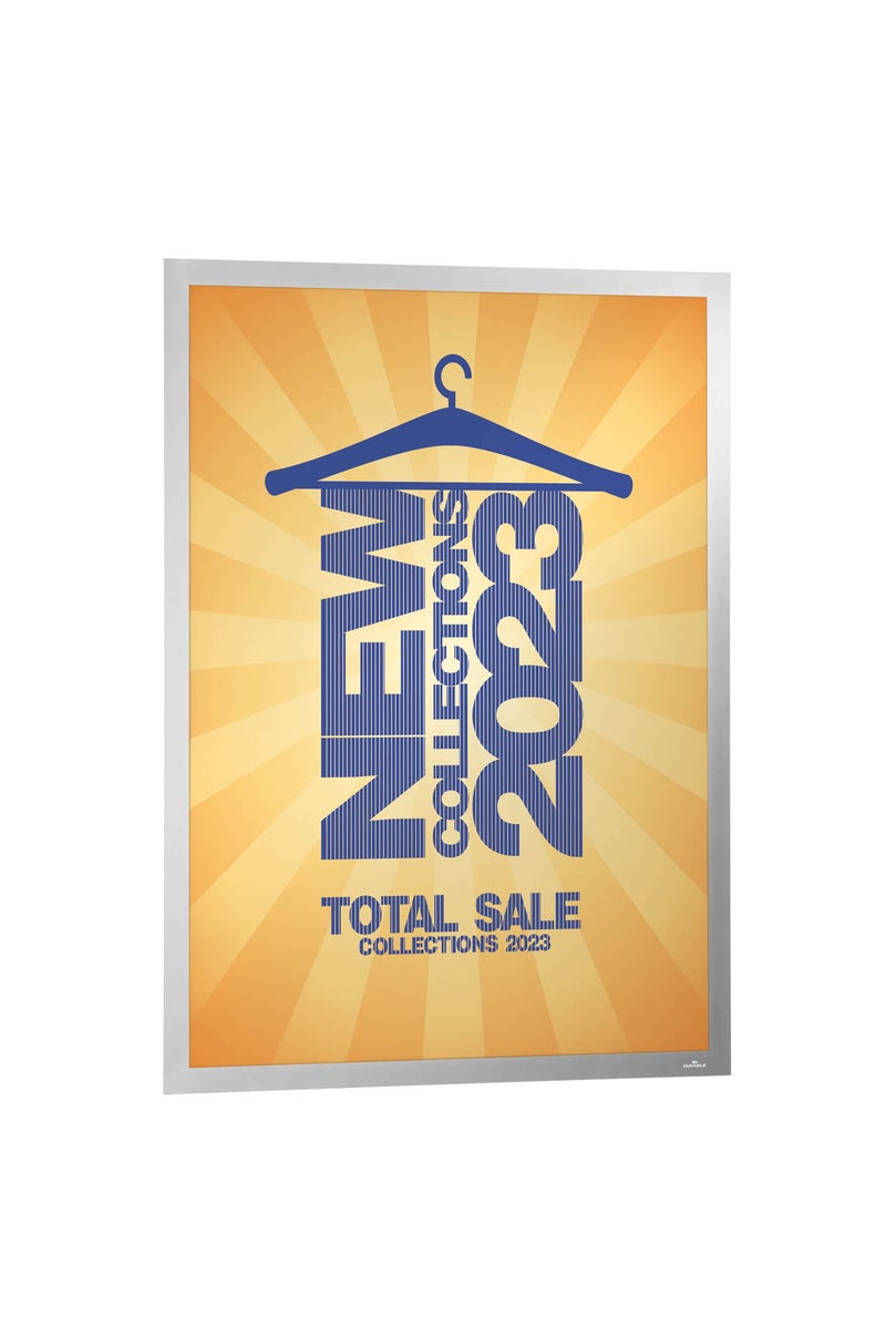 Durable Info Frame Duraframe Poster A2, zelfklevende posterlijst, UV-bestendig, 1 stuk, zilver, 505323