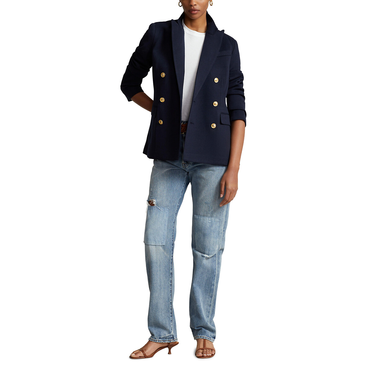 POLO RALPH LAUREN<br>Blazer com fechamento de botão duplo