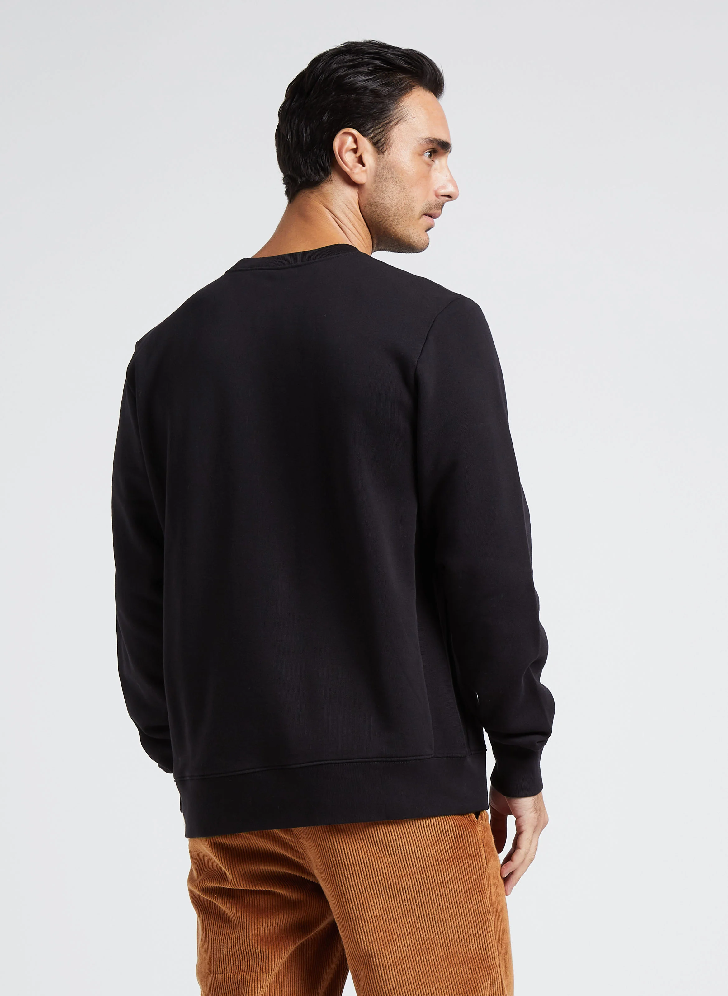 Sweatshirt à encolure ronde droit sérigraphié en coton organique | Noir