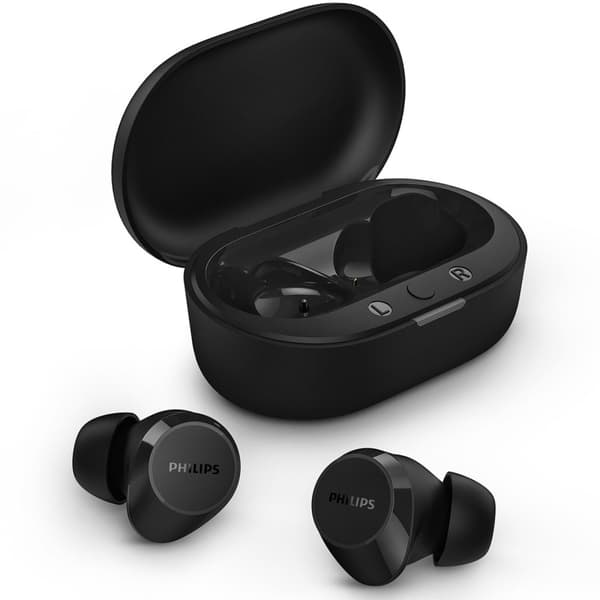 Philips TAT1209BK True Wireless-hodetelefoner. Små og komfortable. 6+18 timers spilletid. IPX4-klasse. Svart i fargen