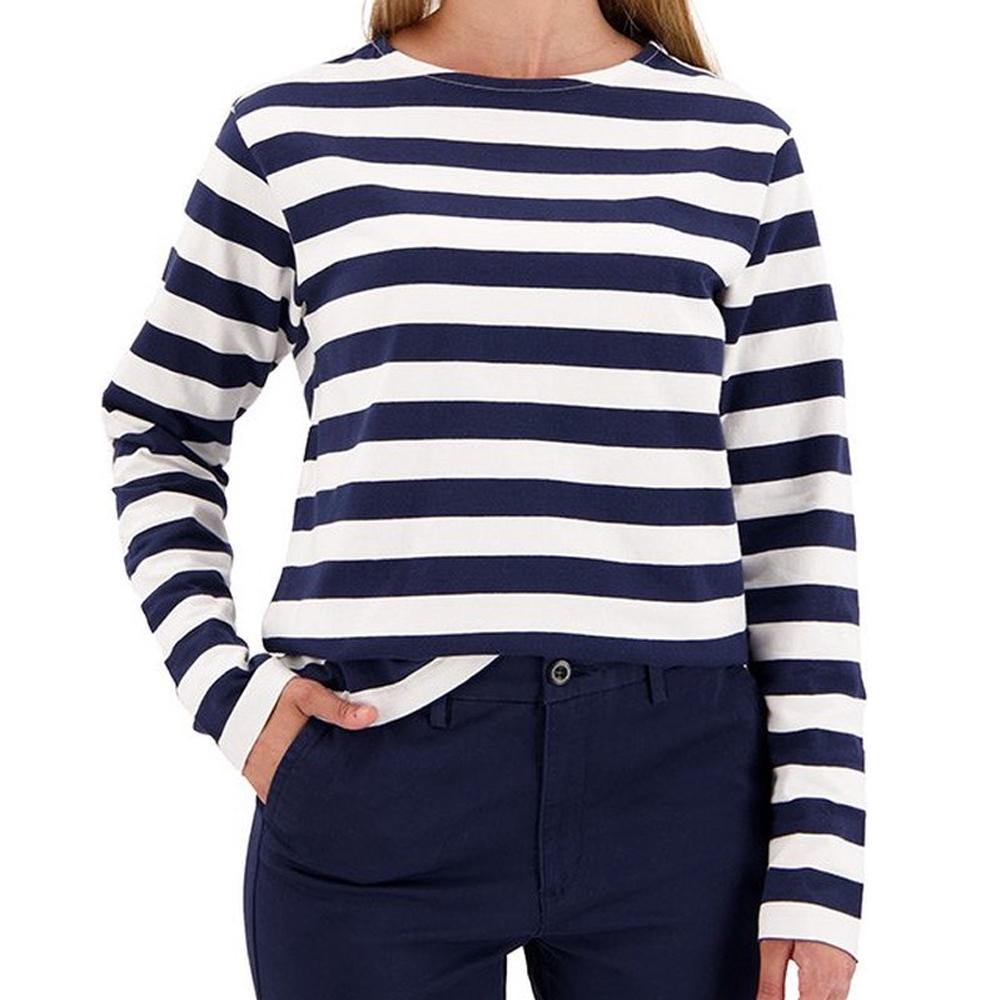 Dockers T-shirt Manches Longues Blanc/Marine Femme Dockers Boatneck