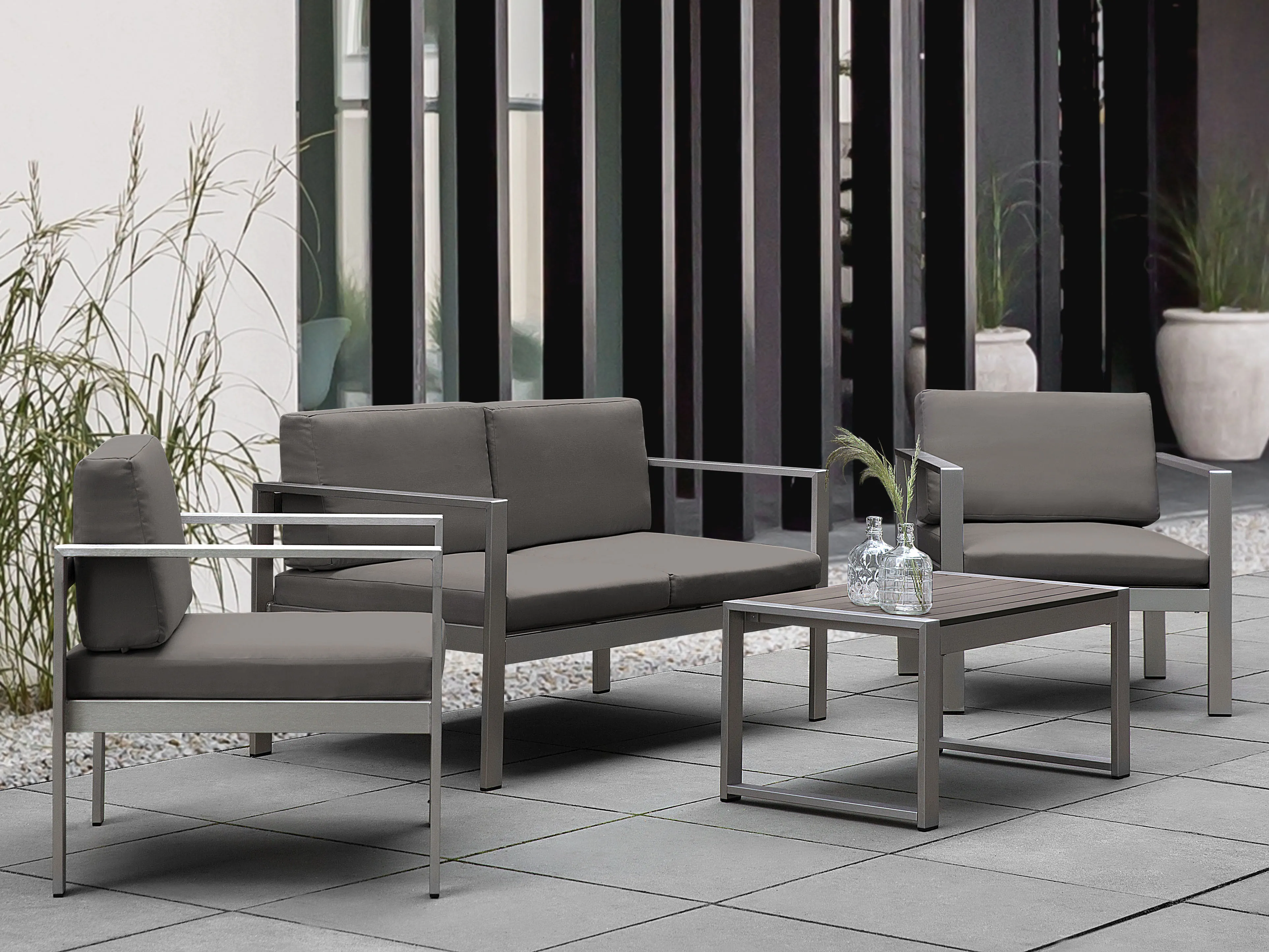 Tuin salontafel SALERNO 90 cm 50 cm Metaal Donkergrijs