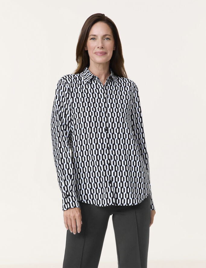 Gerry Weber BLOUSE 1/1 SLEEVE Black/offwhite/blue graf.print