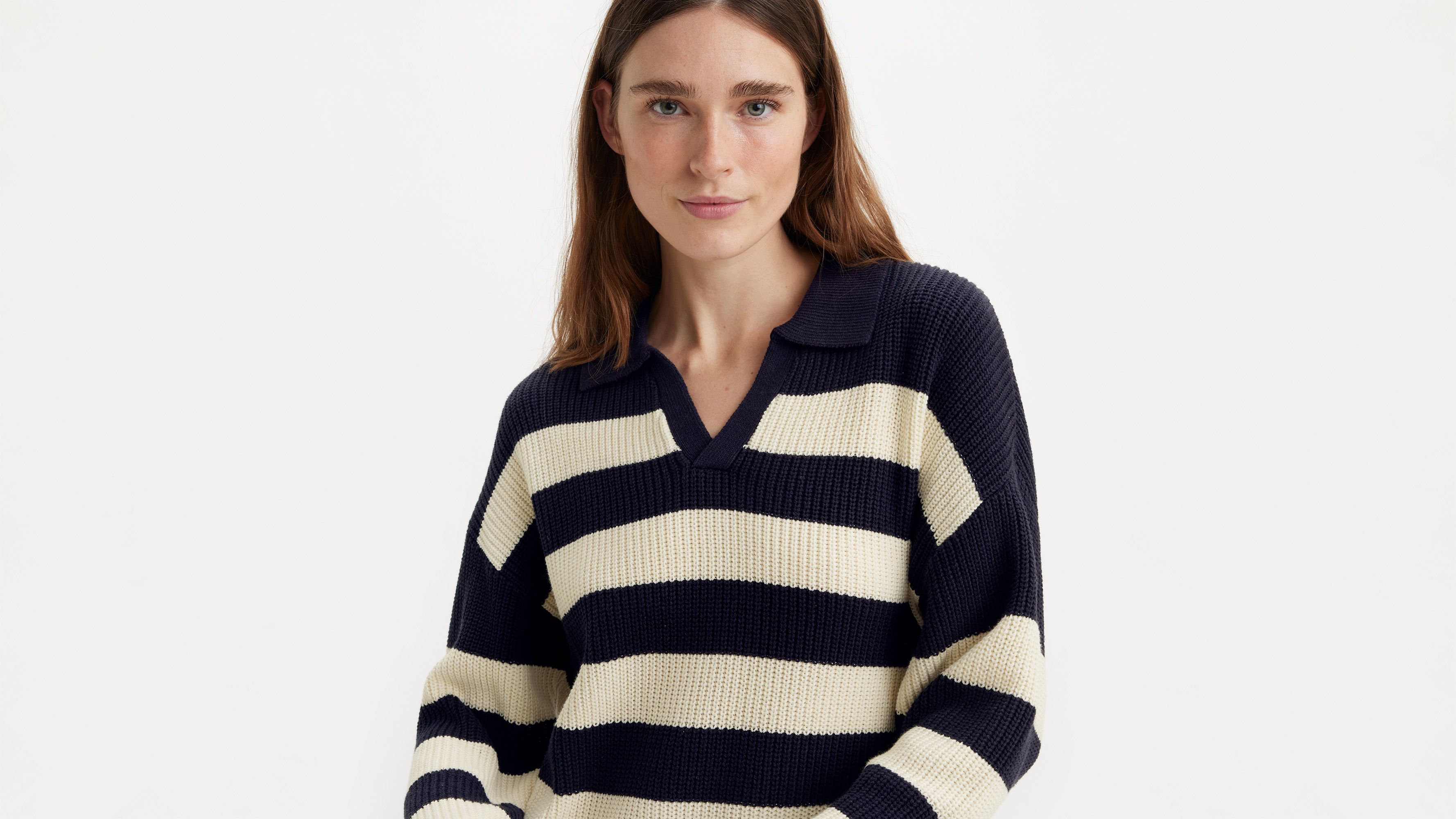 Pull-over col polo Eve - Gem Stripe Nightwatch - Bleu