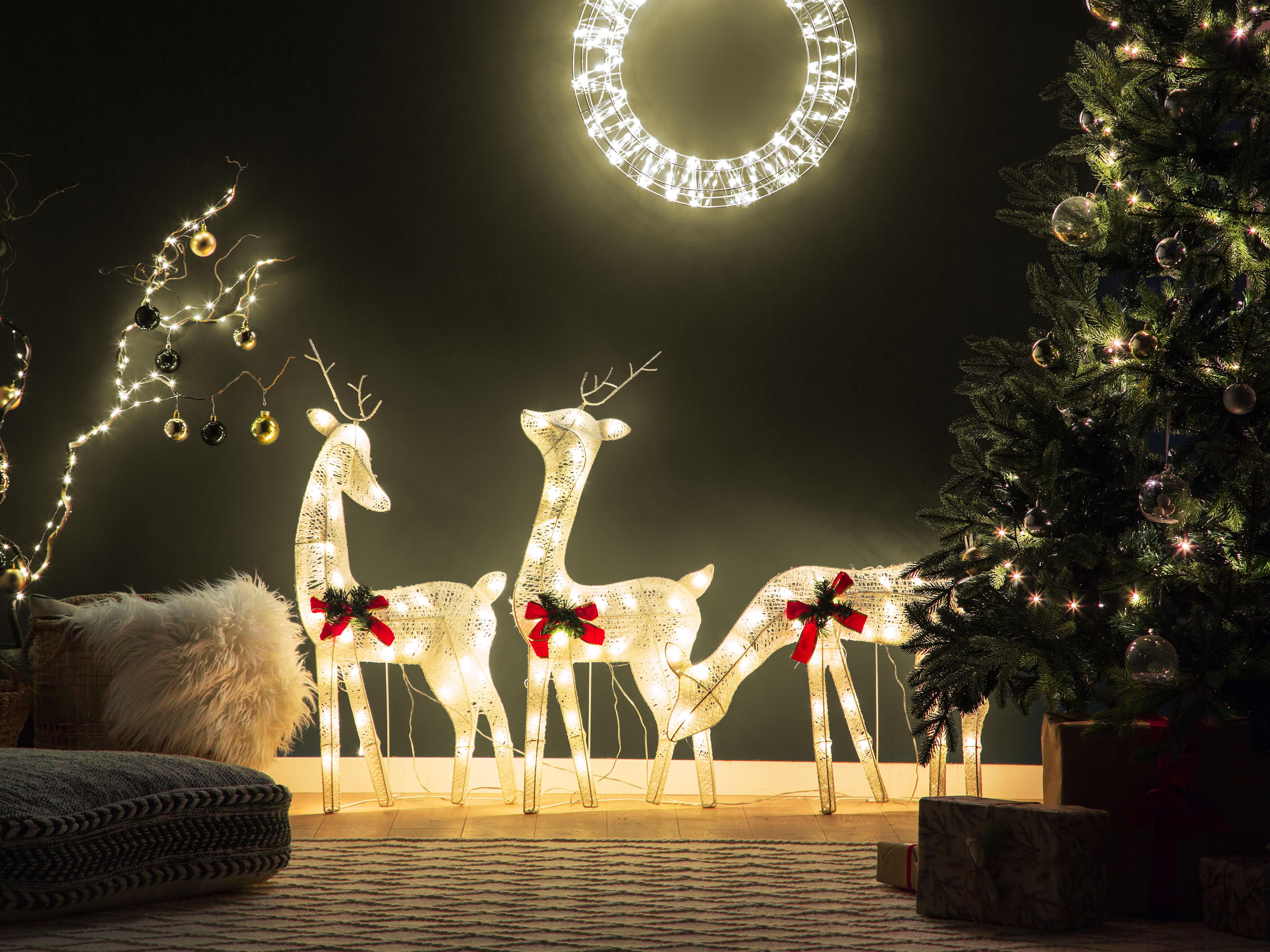 Buitendecoratie LED ANGELI Rendier 92/85/49 cm Wit