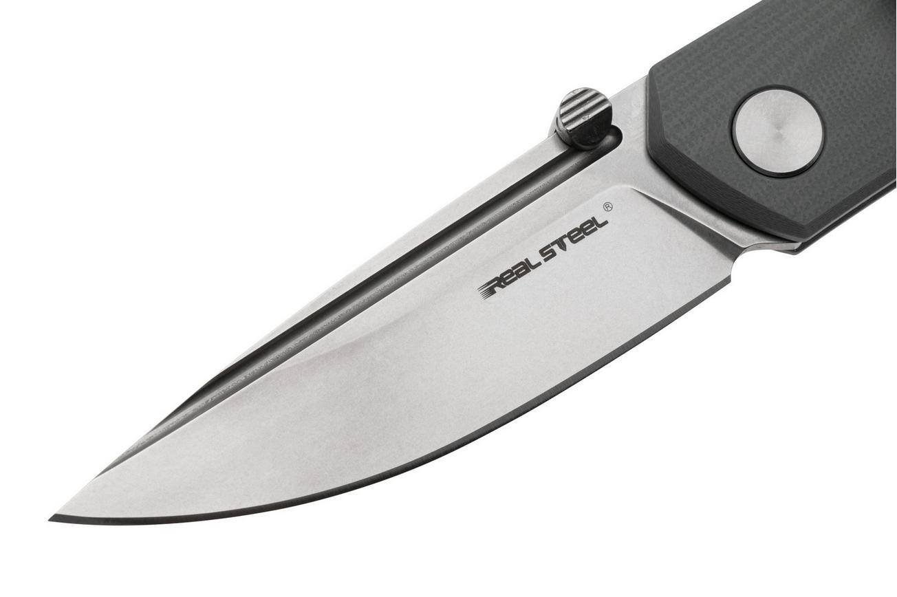 Real Steel Luna Maius 7091EG, 10Cr15CoMov, Gray G10, zakmes, Poltergeist design