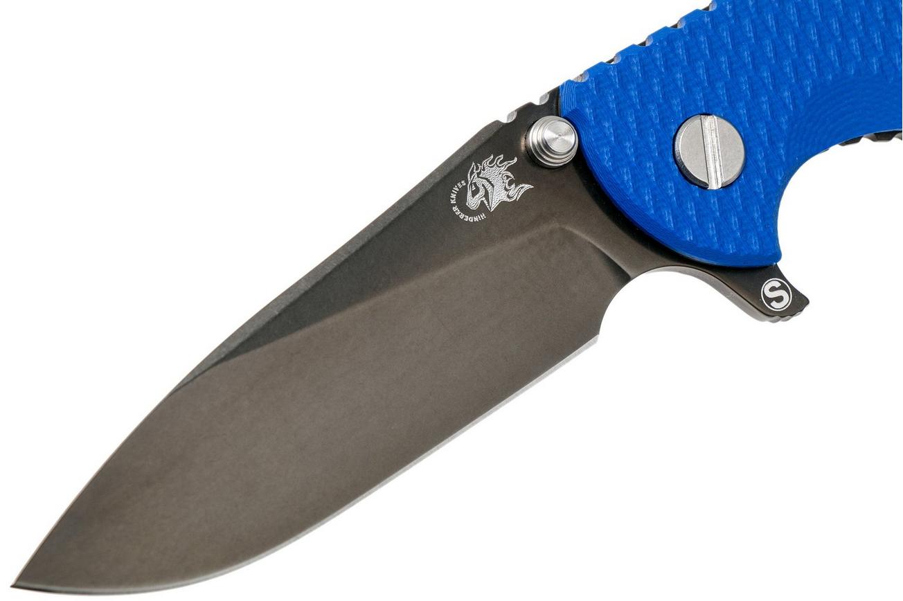 Rick Hinderer XM18 3,5” Skinny Slicer Black DLC, Blue G10