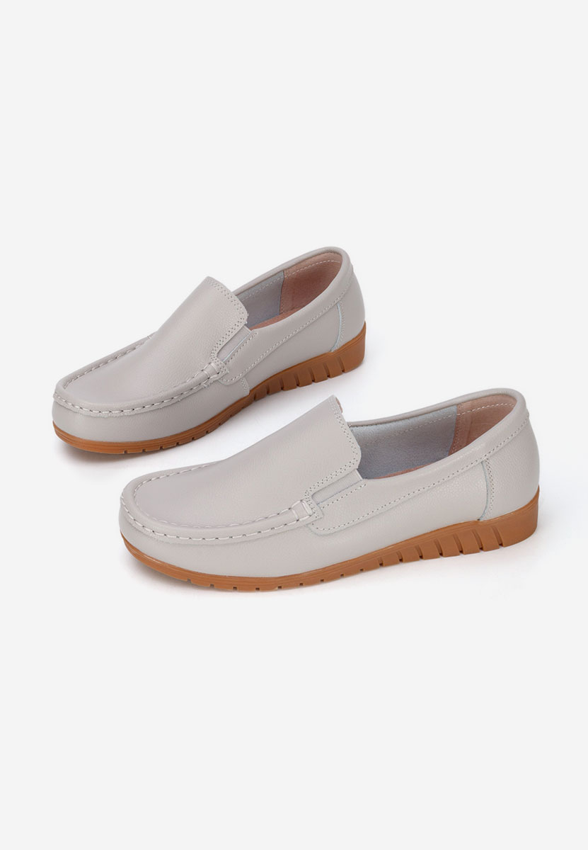 Mocassins femme en cuir gris Panoma