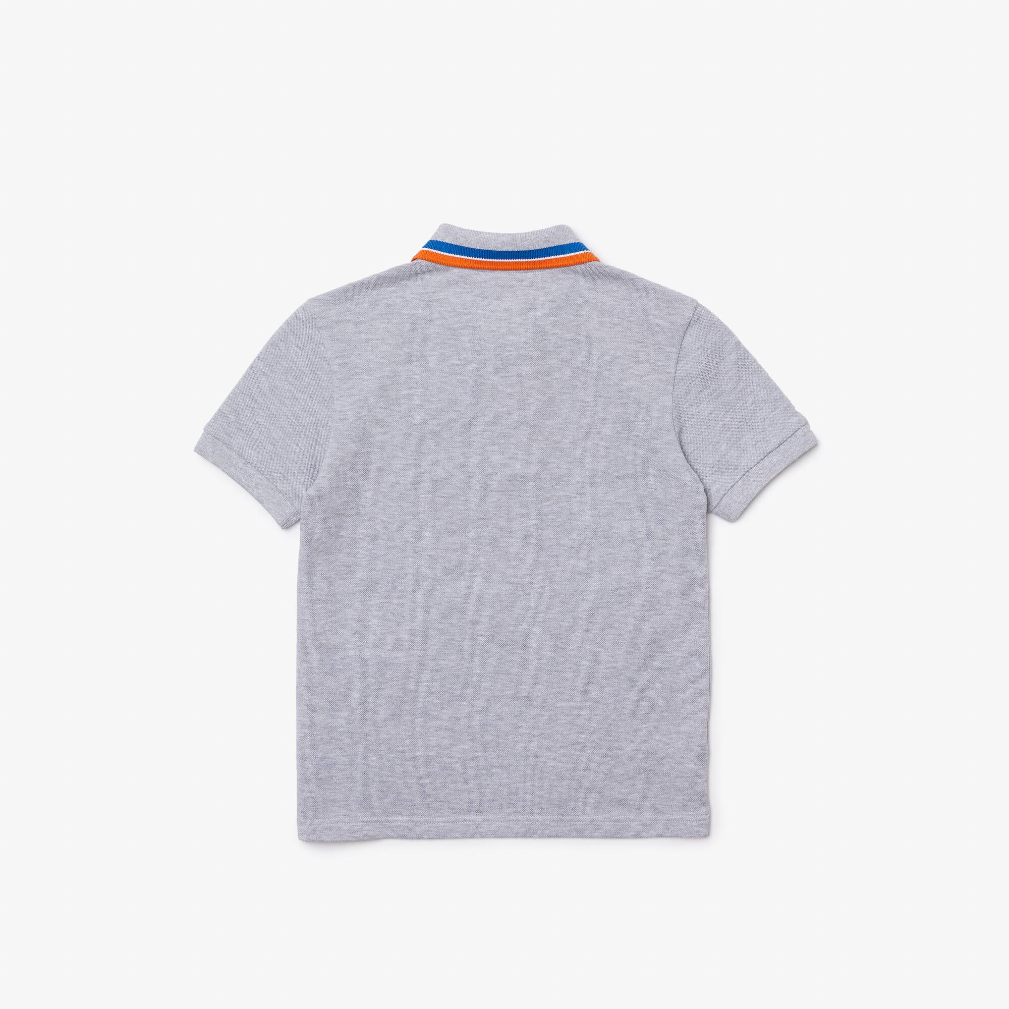 Polo garçon Lacoste avec col tricolore en petit piqué de coton Polos - Gris - Lacoste - Garçon