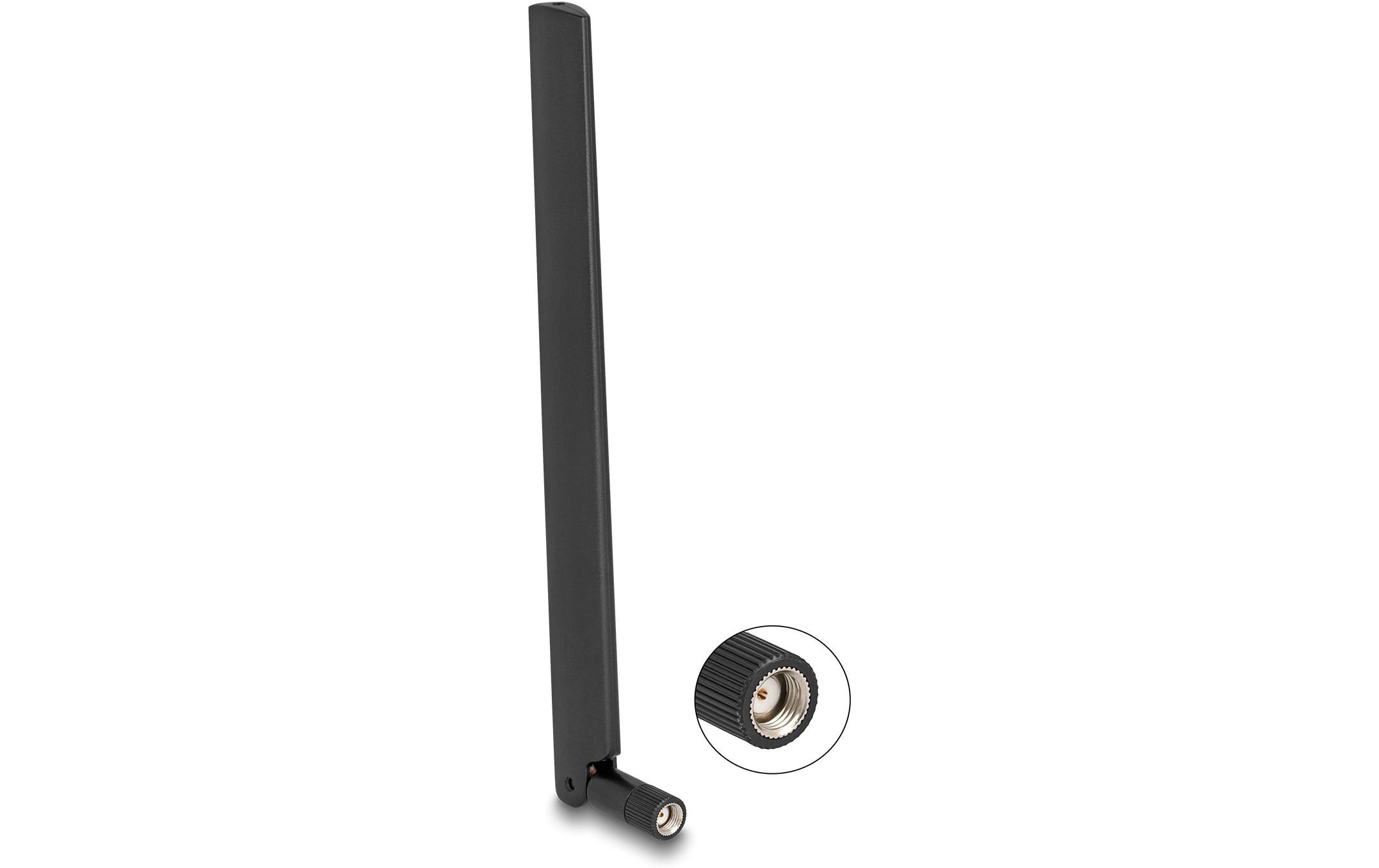 WLAN-Antenne WiFi 6 RP-SMA 3 - 6 dBi RP-SMA 6 dBi RundstrahlDelock WiFi 6 Antenne RP-SMA Stecker 3 - 6 dBi omnidirektional mit Kippgelenk schwarz