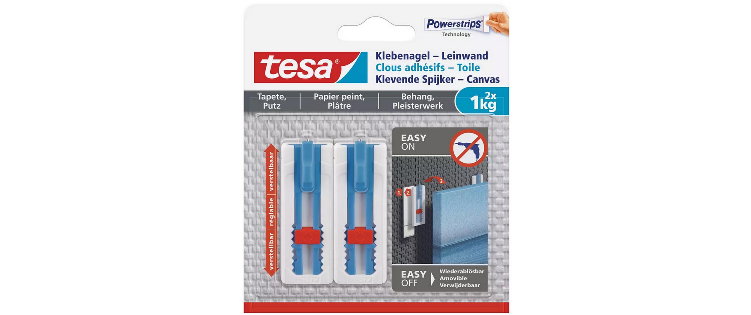 Klebenagel -Set 1 kg, 3x für Tapeten + Putz, verstellbarHöhenverstellbare, selbstklebende Nägel für Leinwand und Keilrahmen, 3x 2 Nägel