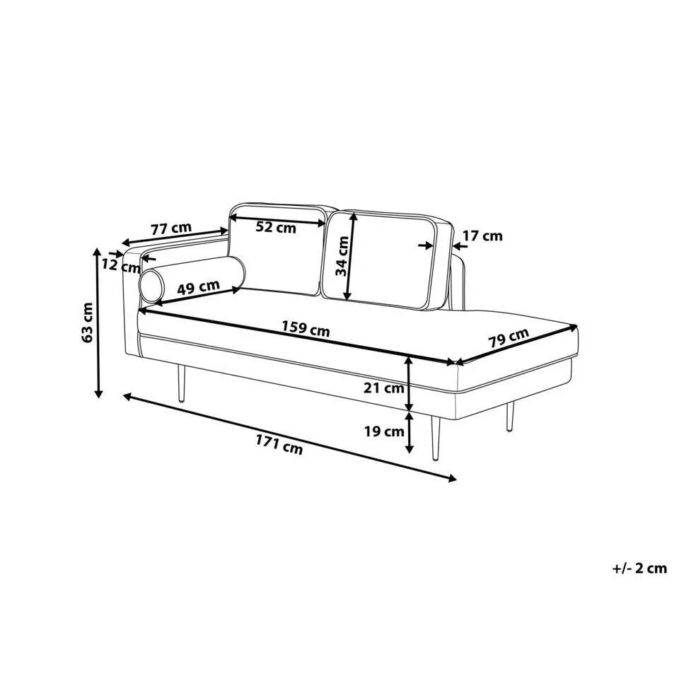 MIRAMAS - Chaise longue - Blauw - Linkerzijde - Fluweel