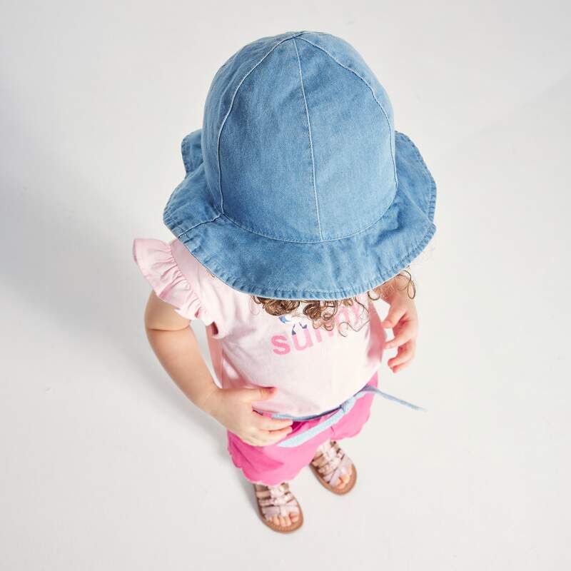 Chapeau de soleil imprimé paons bébé fille