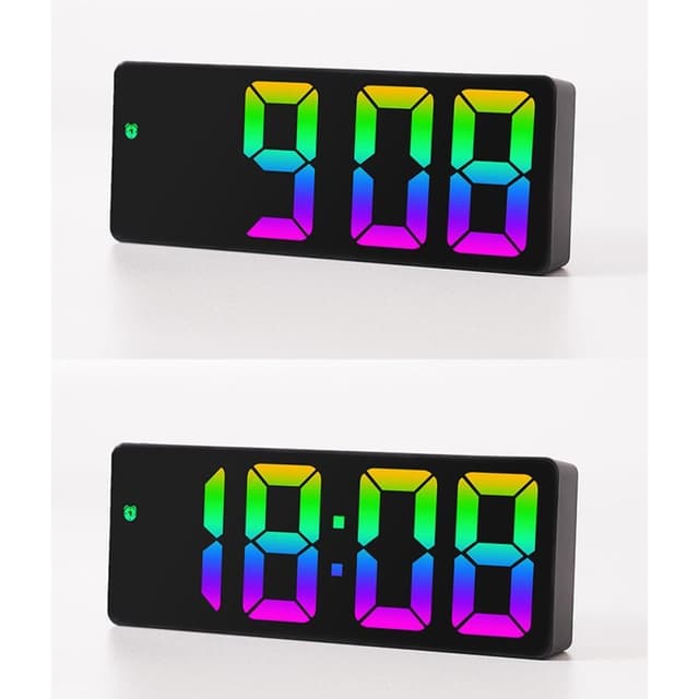 LED-ur Elektronisk digitalt vækkeur Farverigt skrivebordsur 12/24H Display