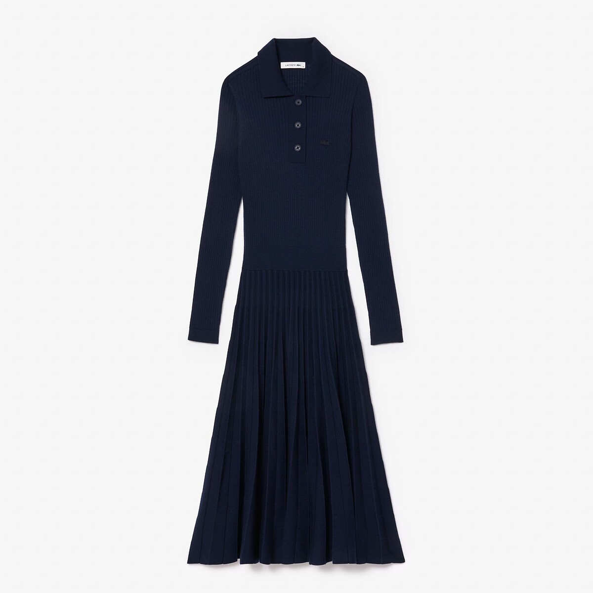 LACOSTE<br>Vestido midi, gola de camisa