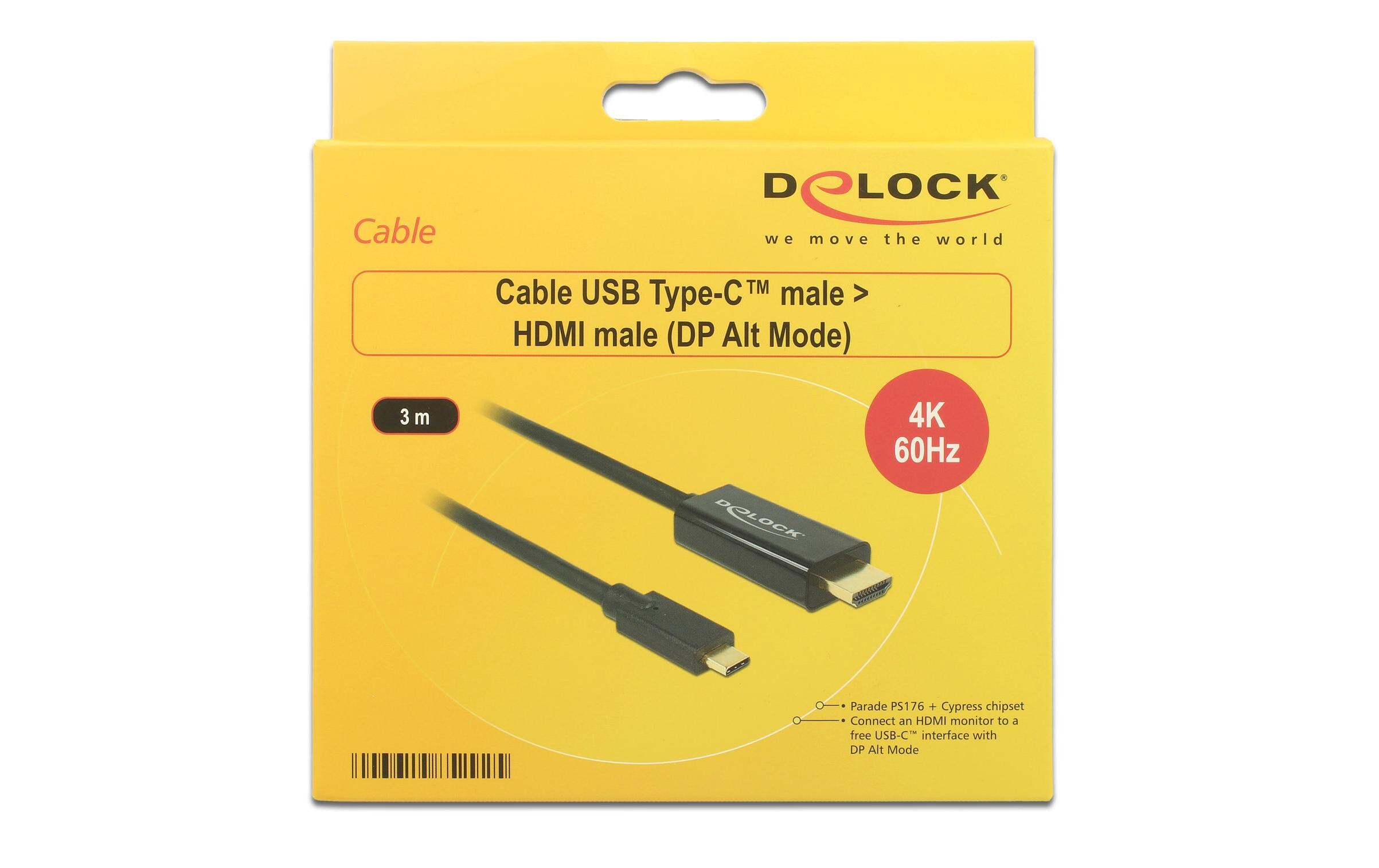 Kabel 4K 60Hz USB Type-C - HDMI, 3 mUSB-C zu HDMI Kabel