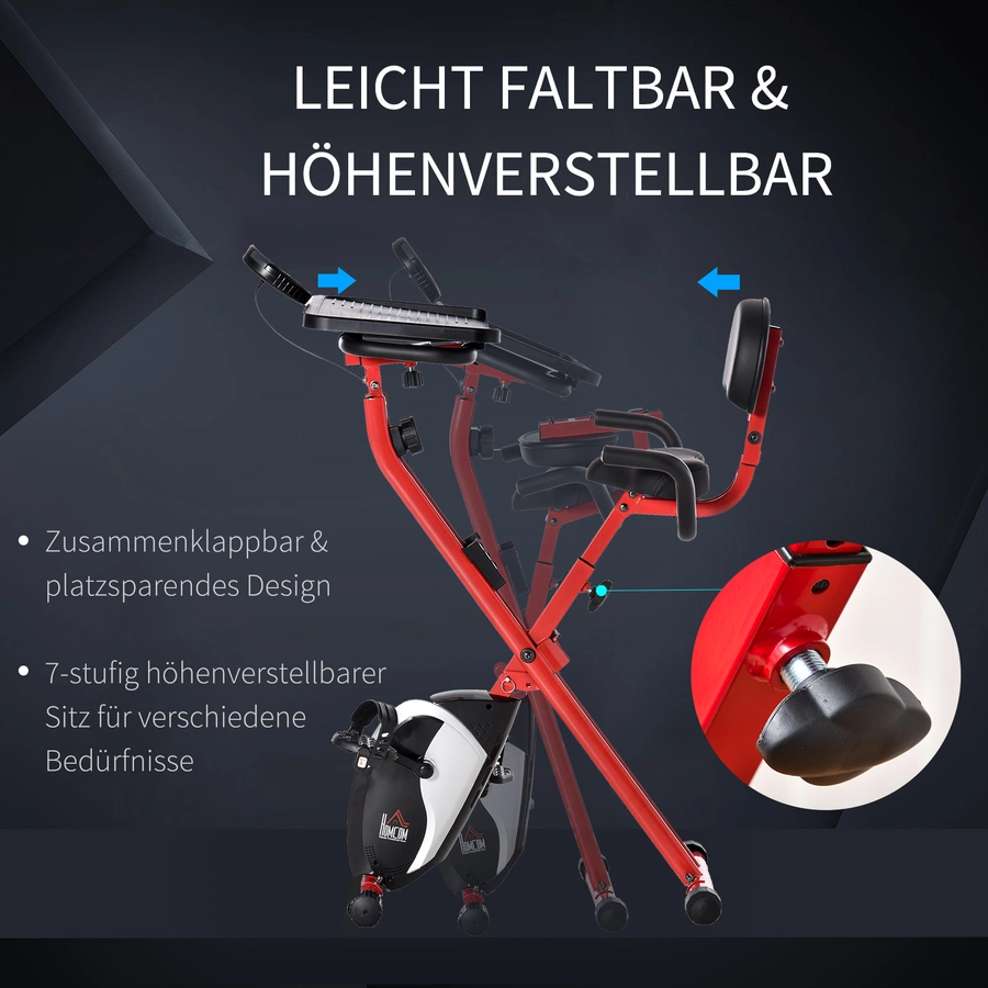 HOMCOM Heimtrainer mit 8 Stufen rot, schwarz
