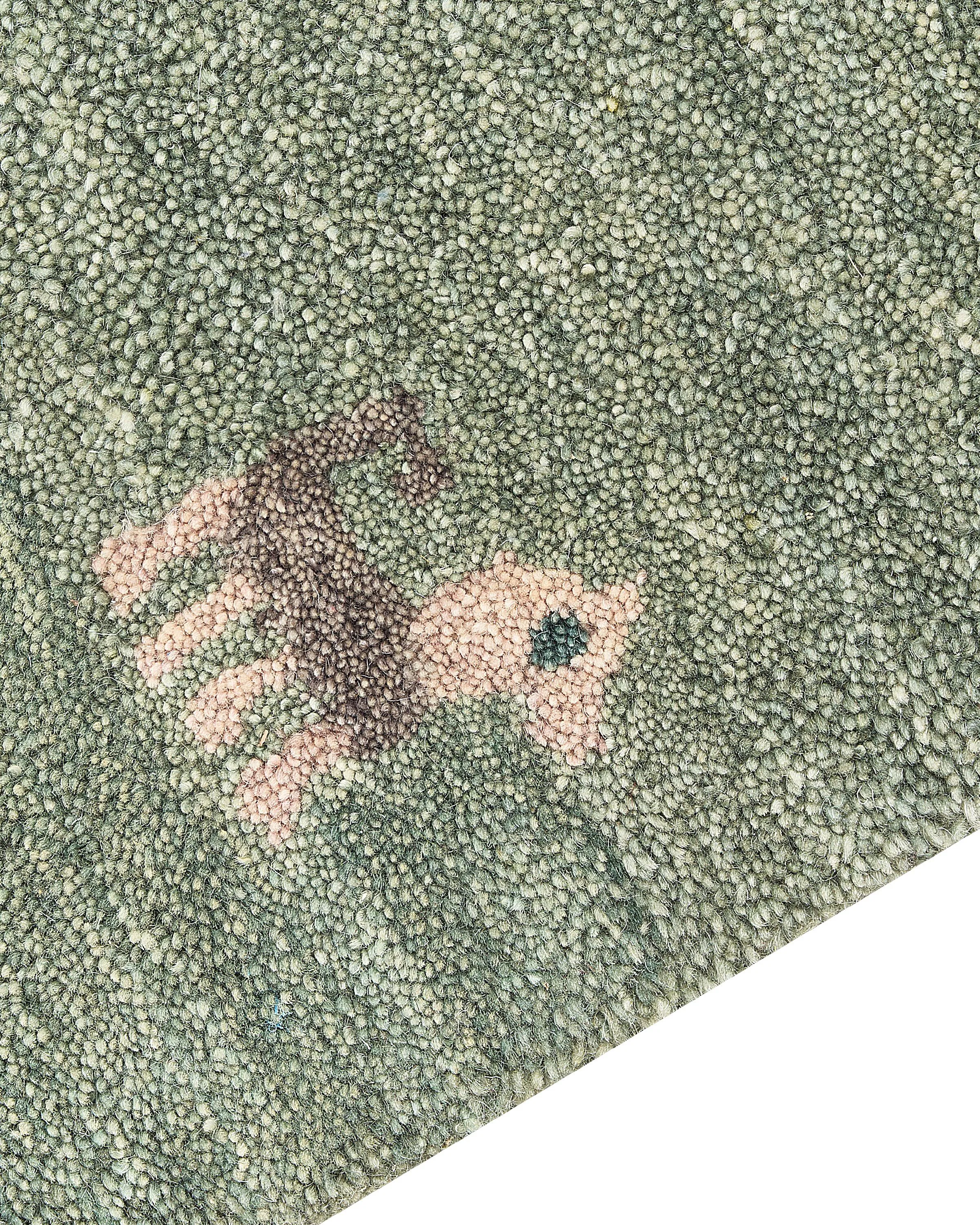 Vloerkleed KIZARLI Groen 140 x 200 cm Wol Gabbeh