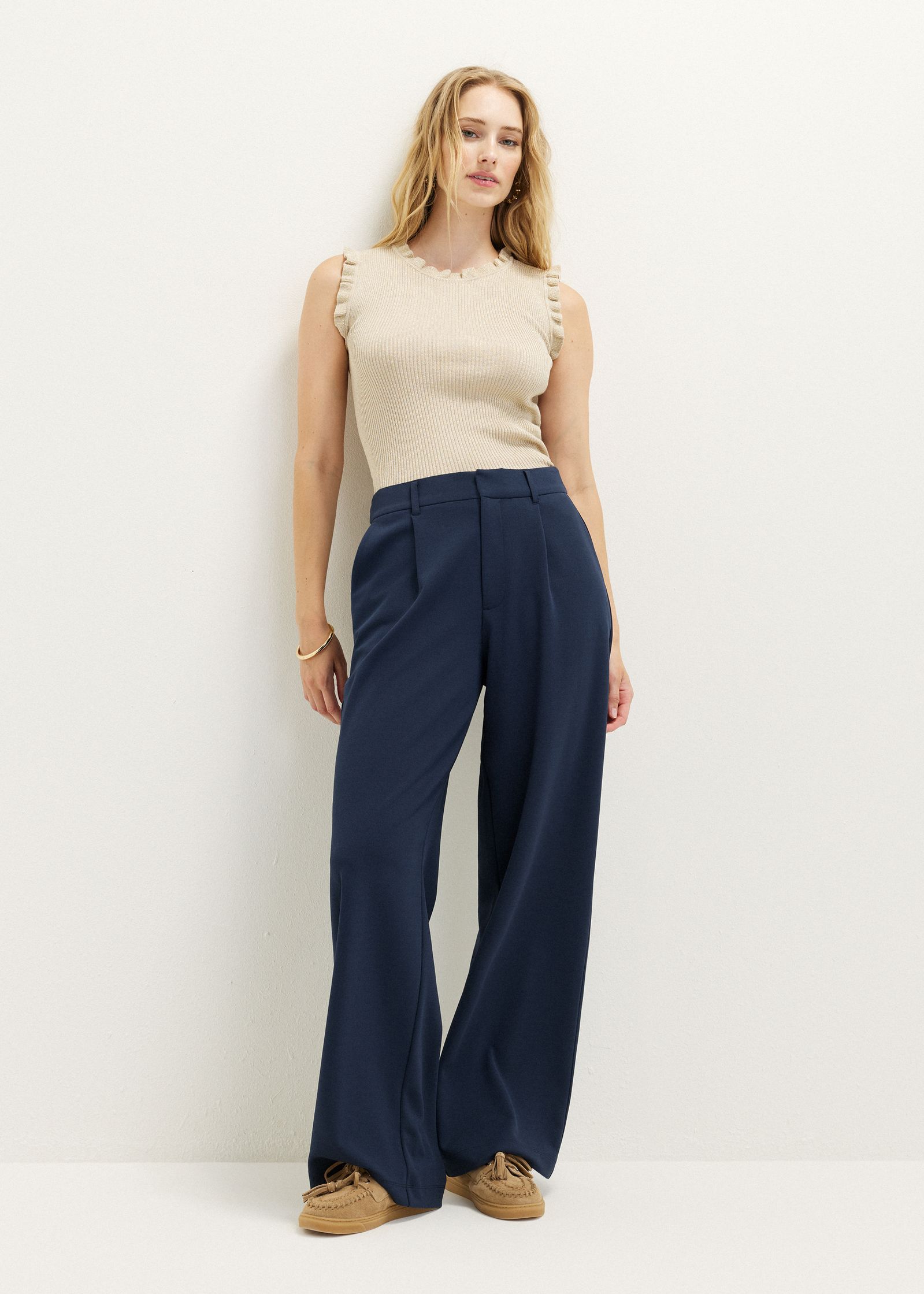 Wijde broek met plooien