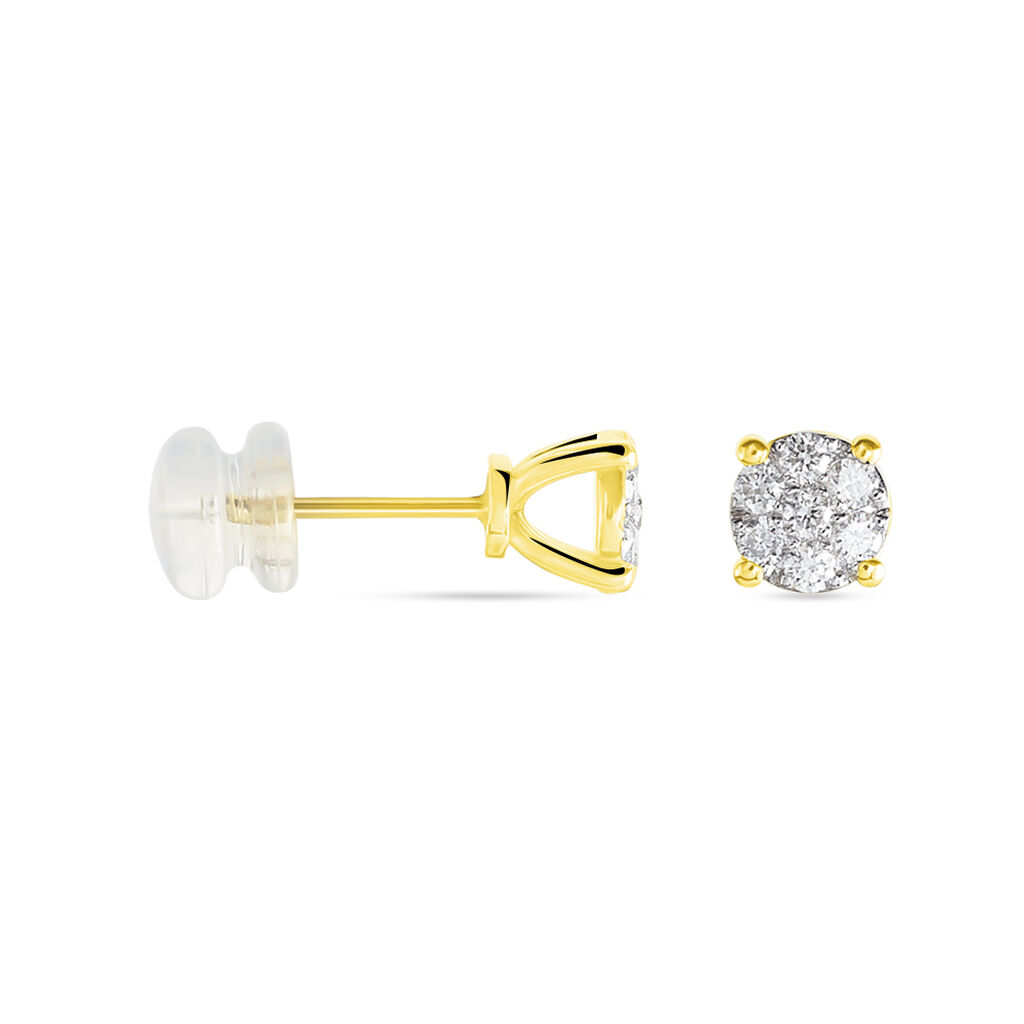 Boucles D'oreilles Puces Charlene Or Jaune Diamant Synthetique