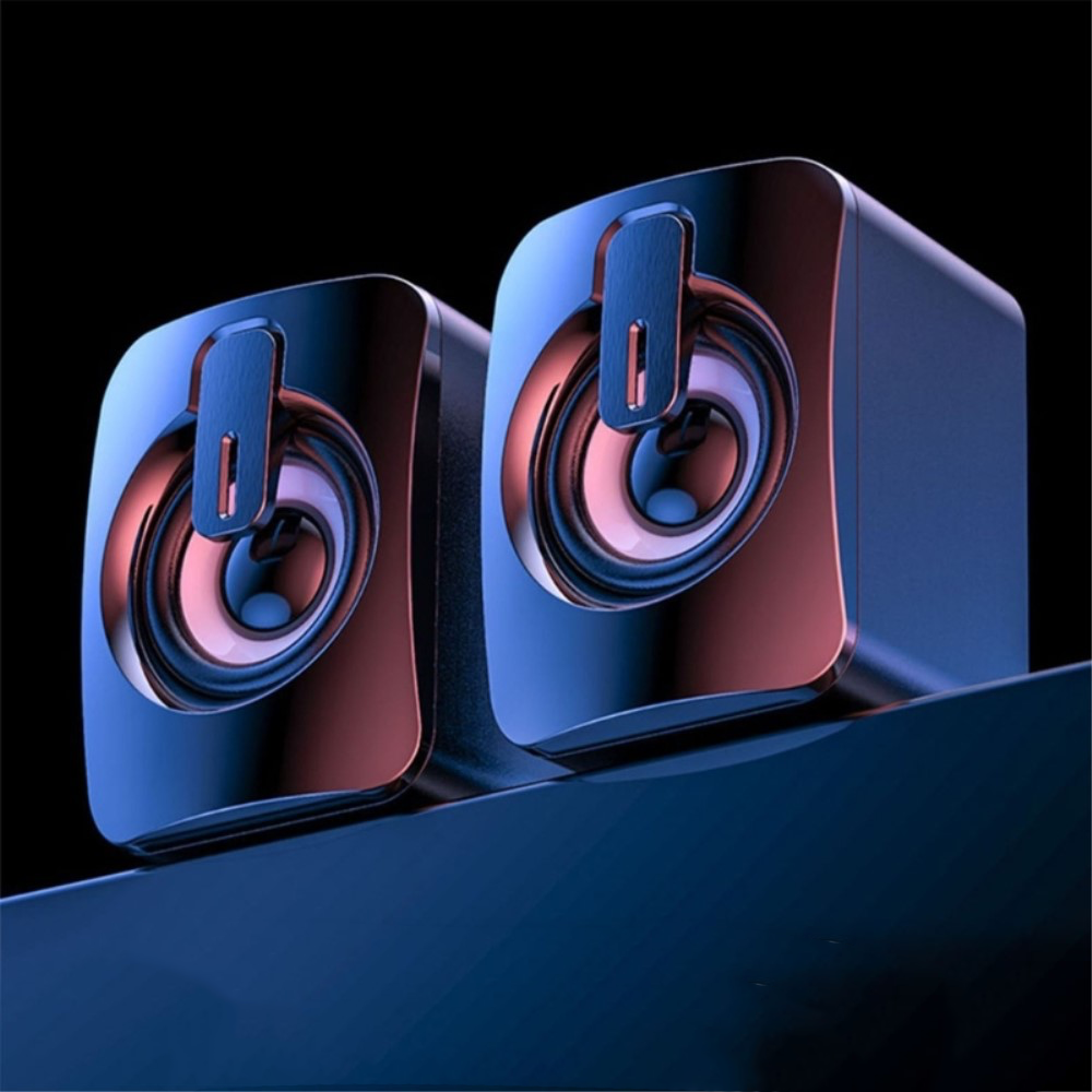 Macbook / Notebook / Laptop / PC Stereo Lautsprecher USB / 3.5mm AUX Anschluss   Lautstärkeregler und RGB Beleuchtung - Schwarz
