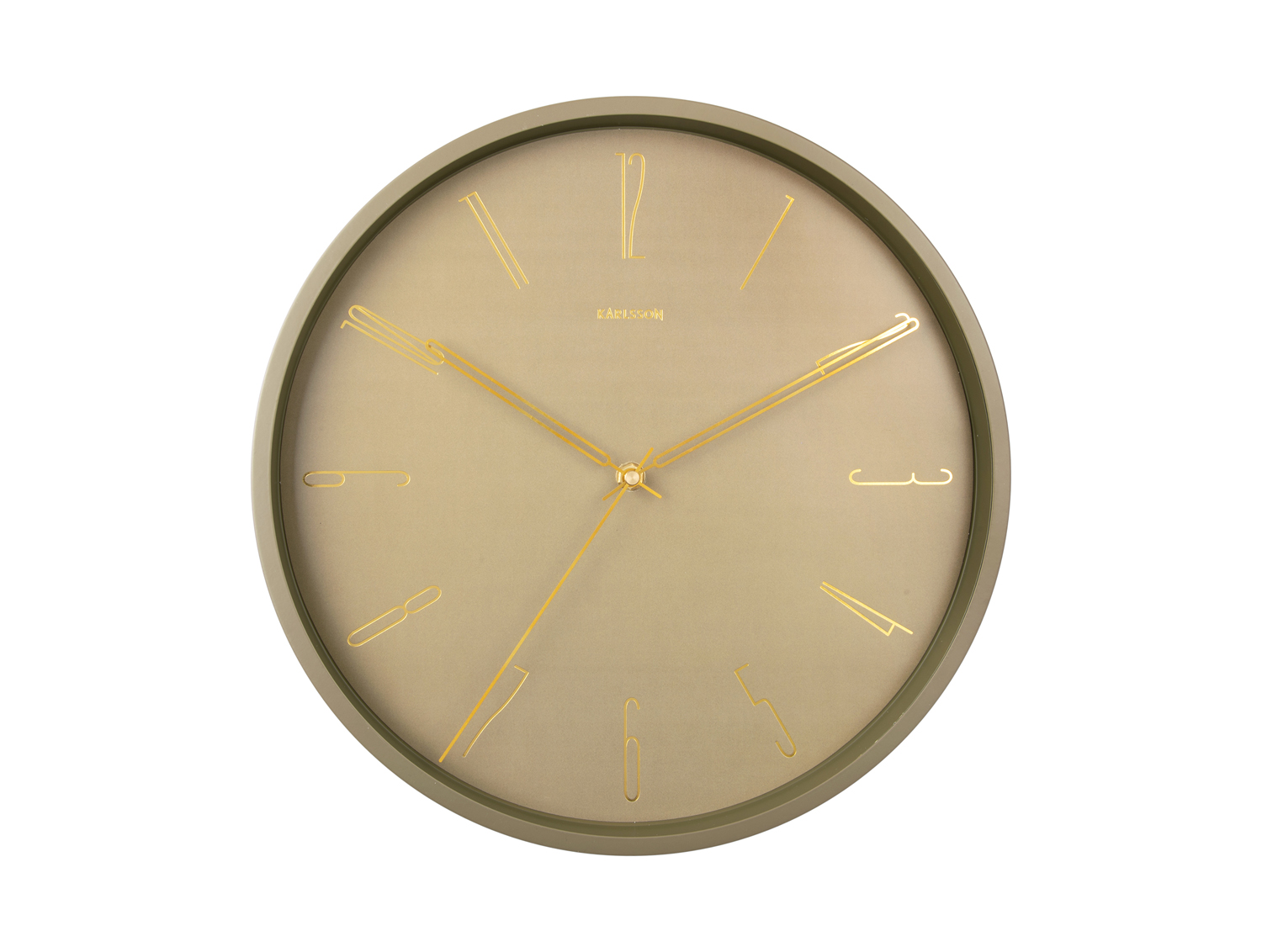 Wall clock Belle Numbers metal moss green