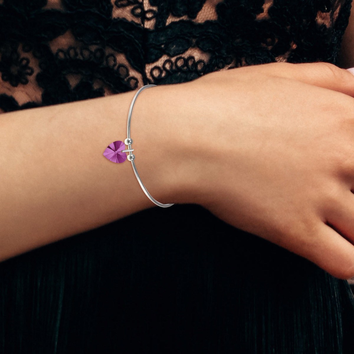 Bracelet coeur SC Crystal orné d'un cristal scintillants