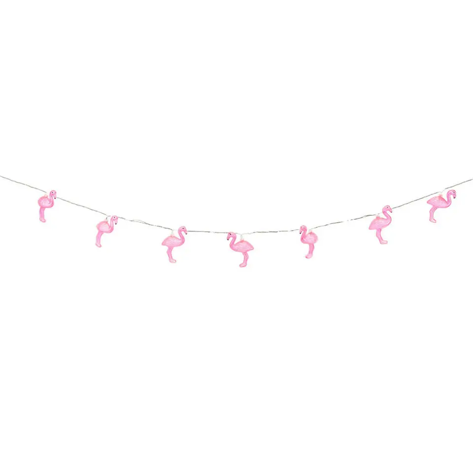 Lampen koord - flamingo LED - 10 lampjes - zonne-energie