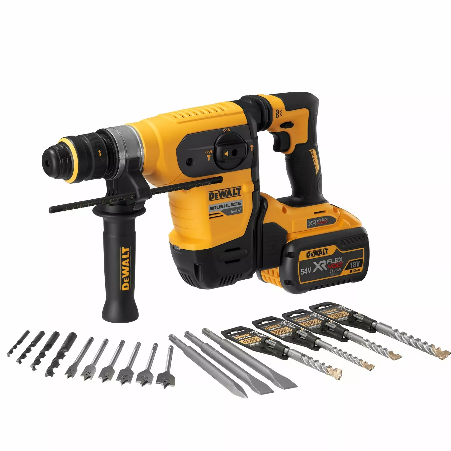 DeWALT DCH417X2-QW 54V Li-ion FlexVolt Accu Combihamer set (2x 9.0Ah) in TSTAK koffer met 17-delige accessoire set